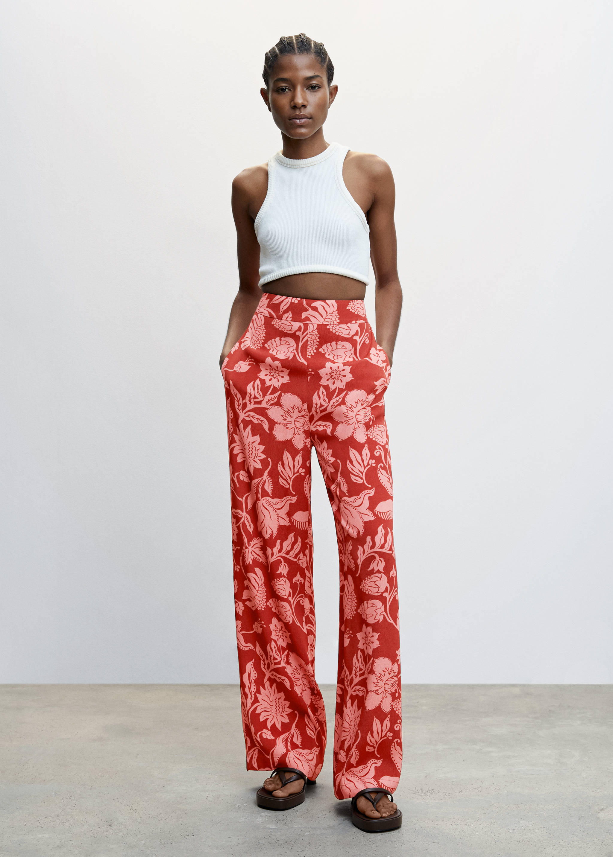 Floral palazzo trousers - General plane