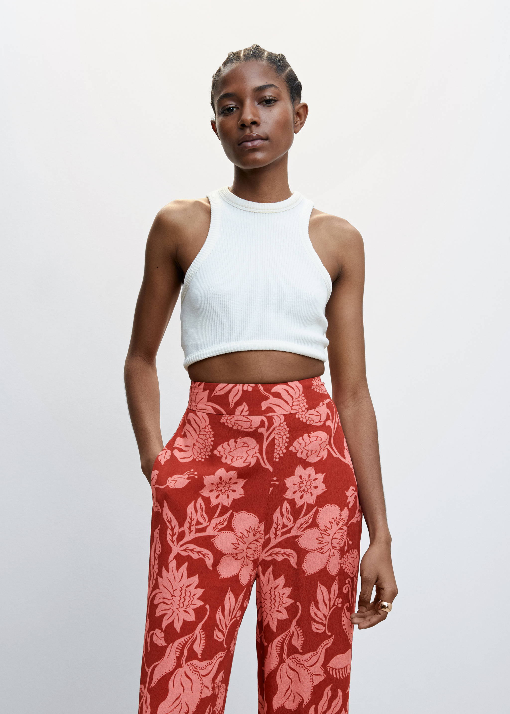Floral palazzo trousers - Details of the article 1