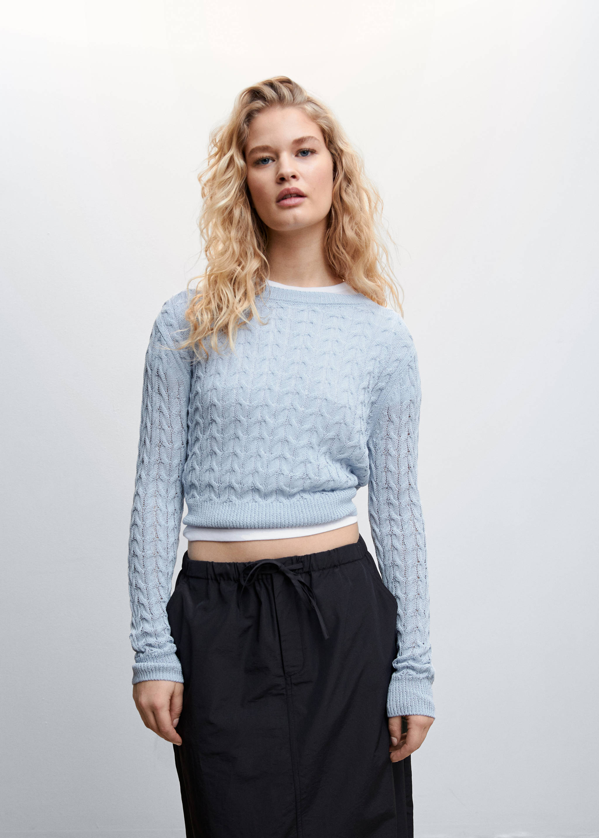 Pullover mit Zopfmuster - Mittlere Ansicht