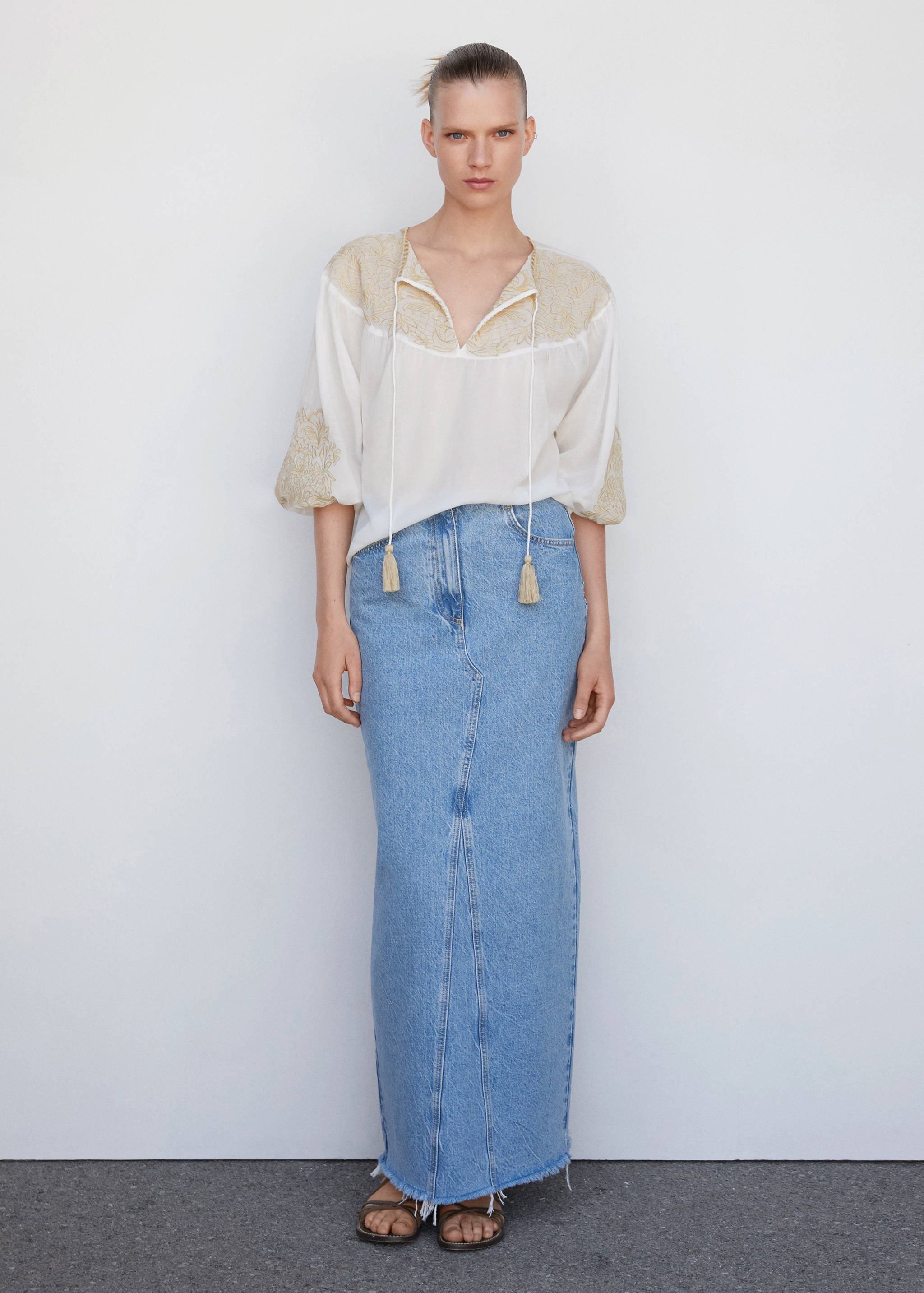 Embroidered cord blouse - General plane