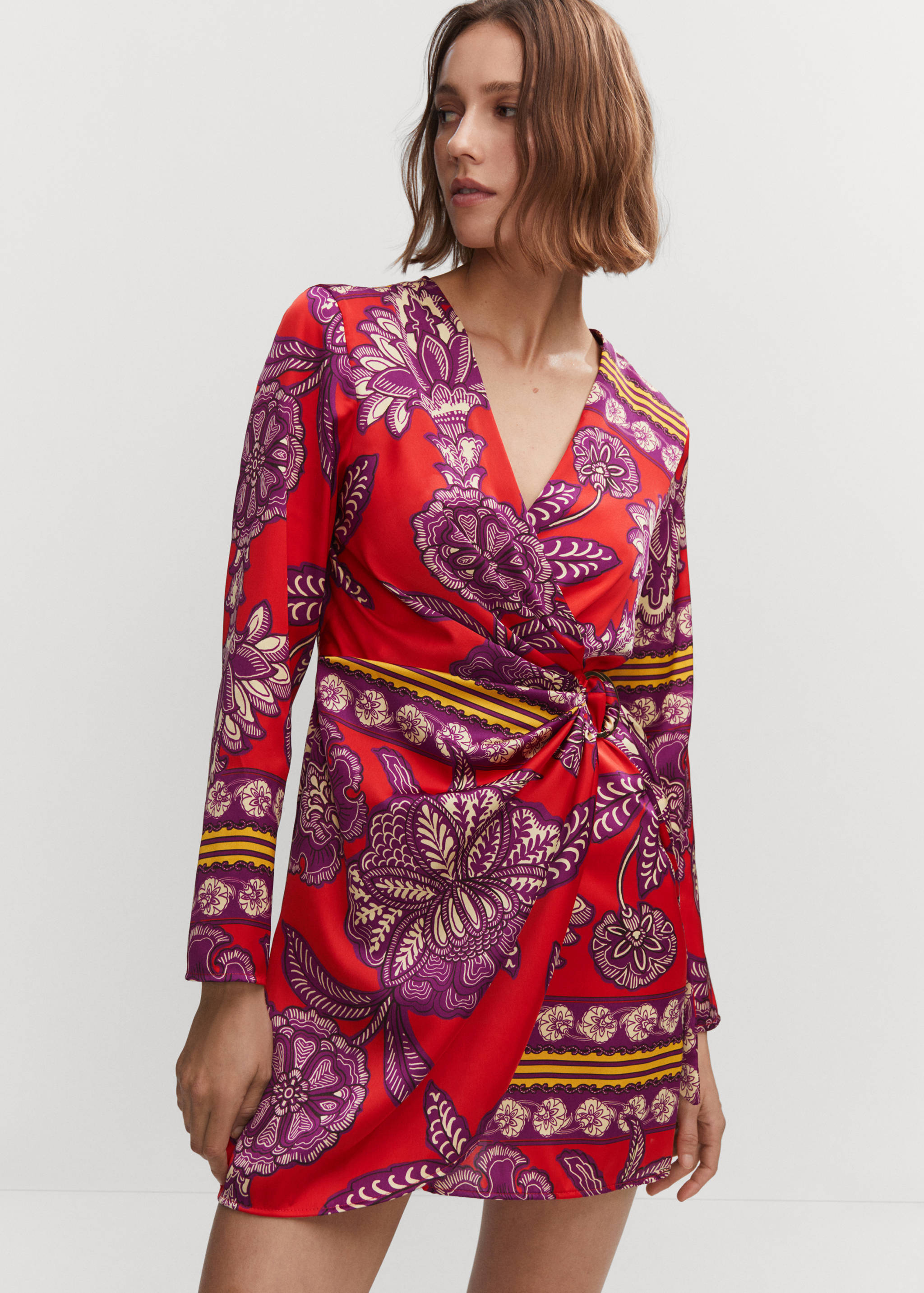 Printed satin dress - Medium plane