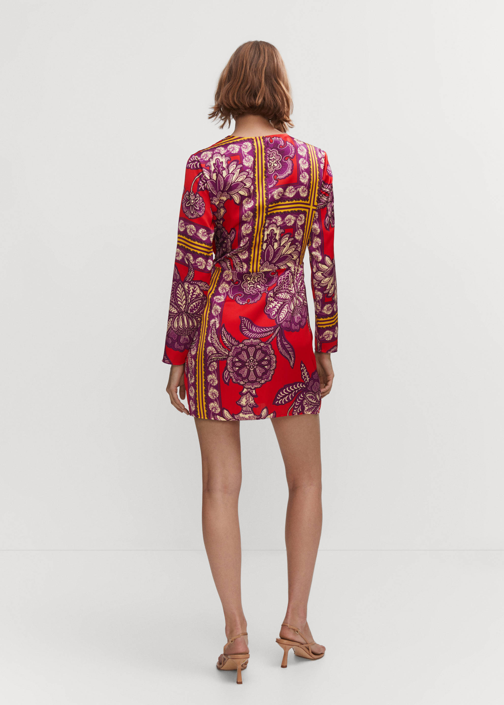 Printed satin dress - Reverse of the article