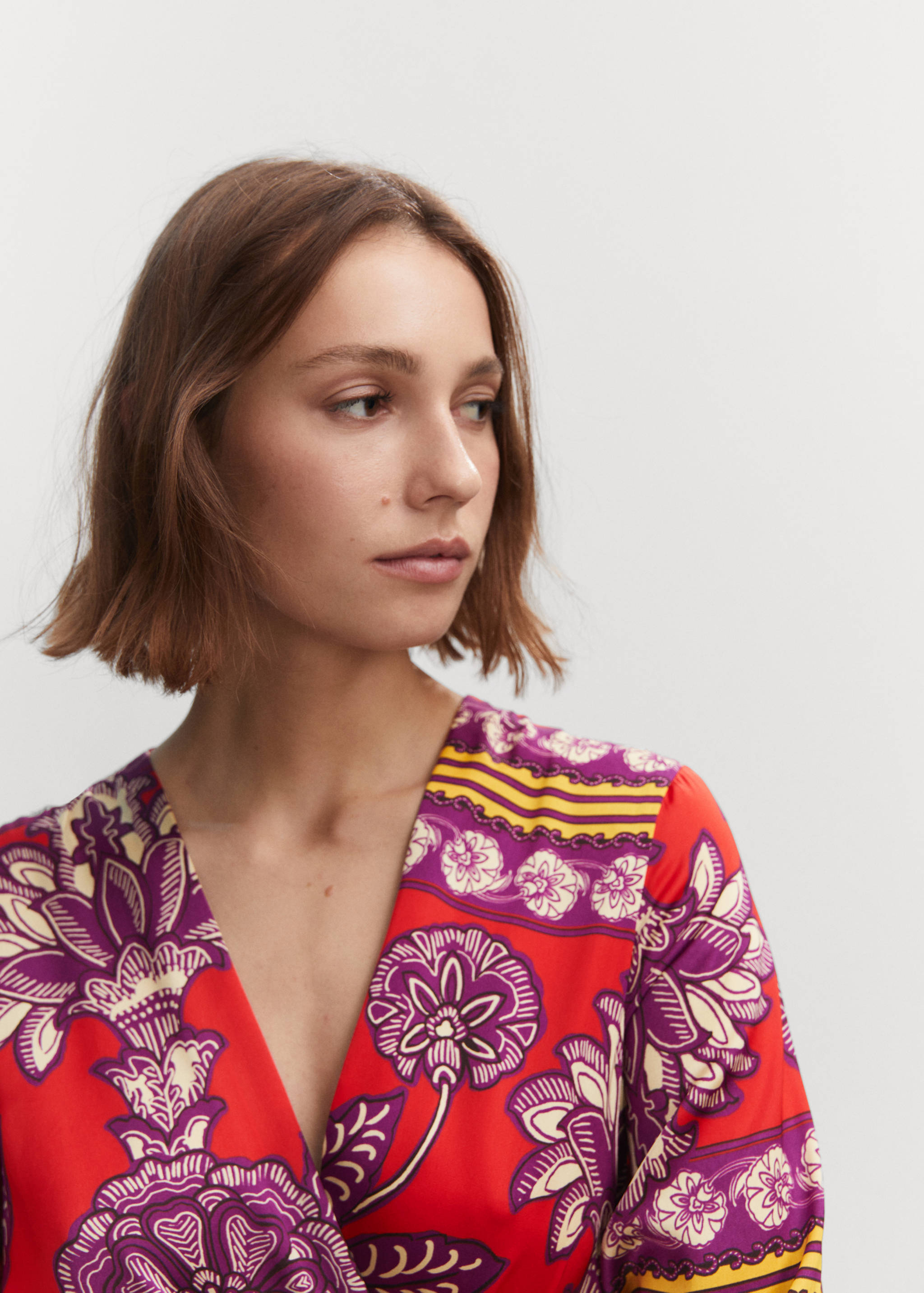 Printed satin dress - Details of the article 1