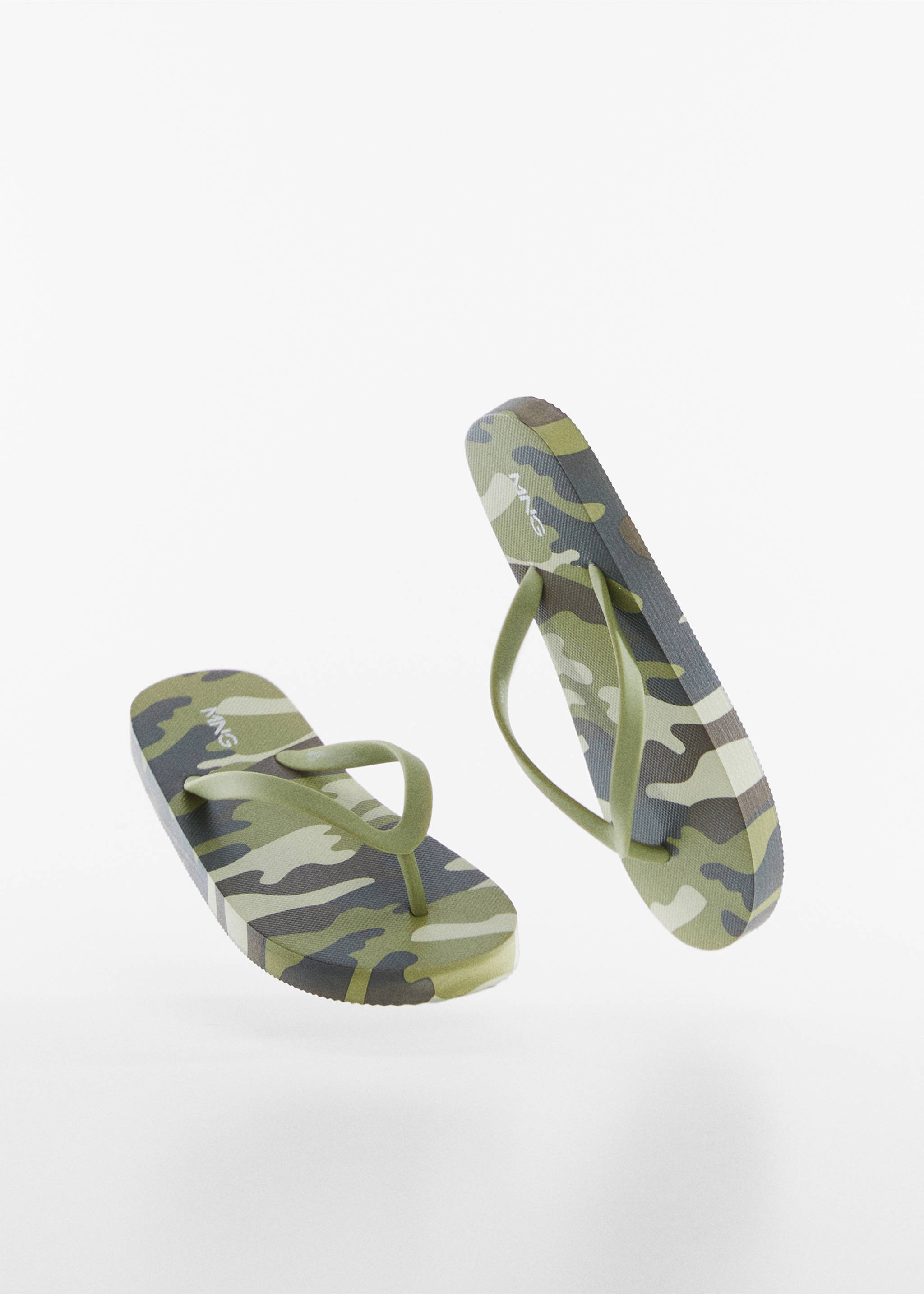 Strappy flip-flops - Details of the article 2, Khaki. Ref: 47027831-00.
