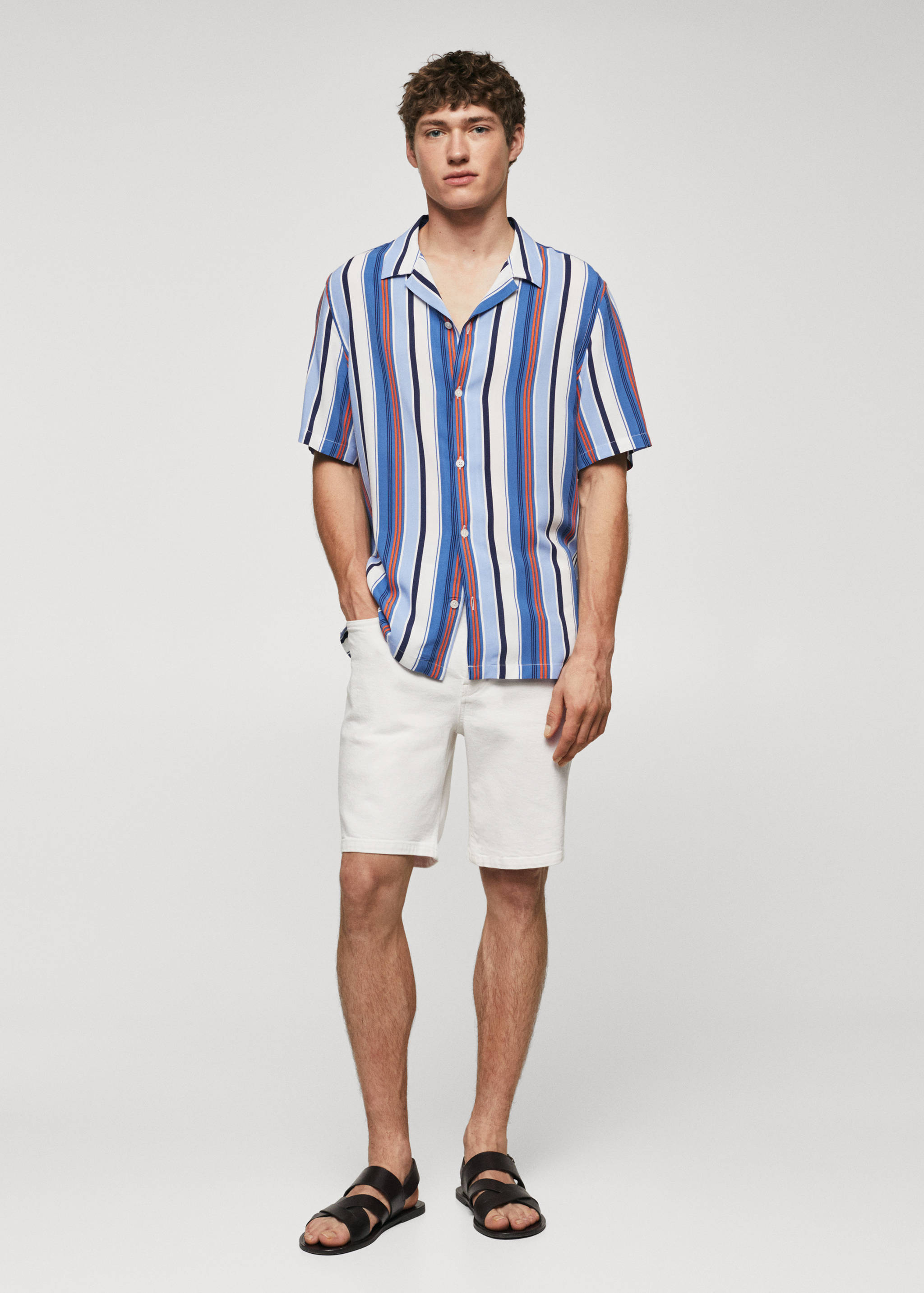 Košile bowling regular fit s proužky - Celkový náhled