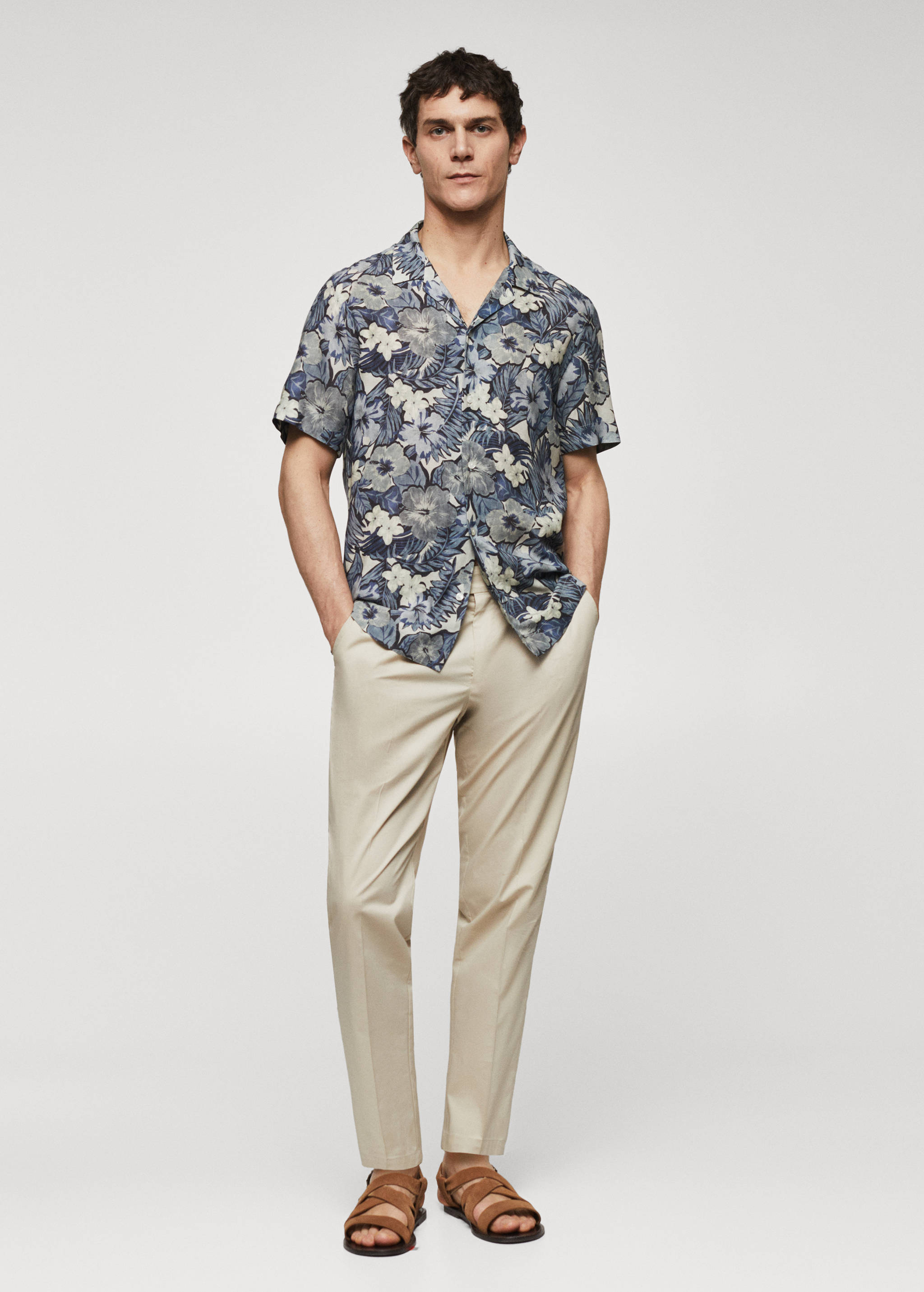 Regular-fit Hawaiian-print shirt - General plane