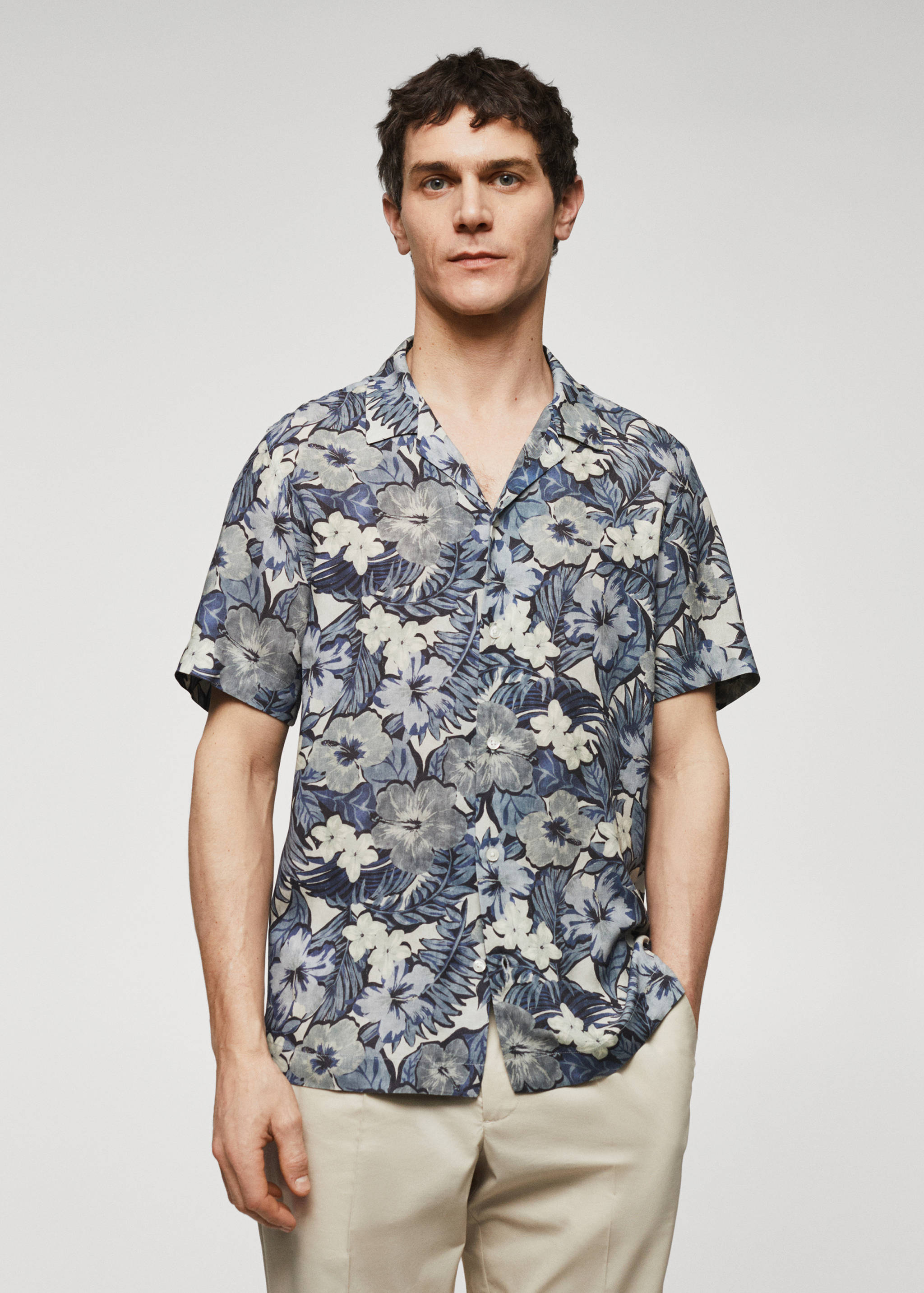 Regular-fit Hawaiian-print shirt - Medium plane