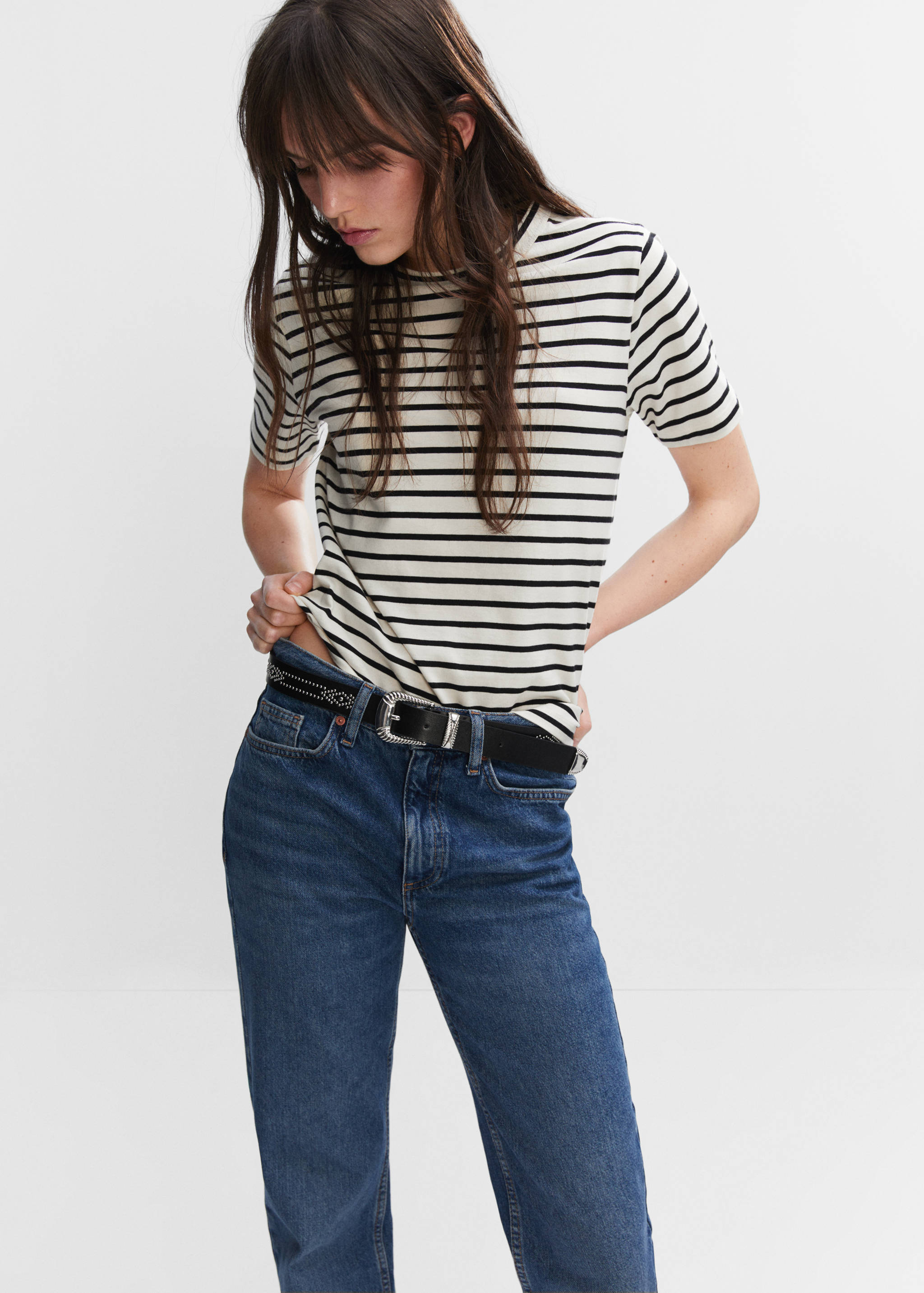 Striped cotton T-shirt - Medium plane