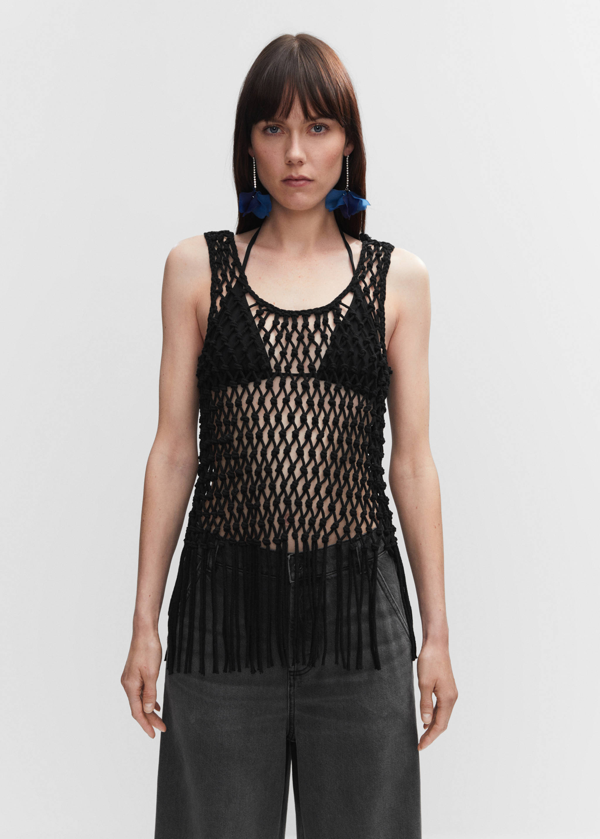 Mesh top with fringe detail - Details of the article 6