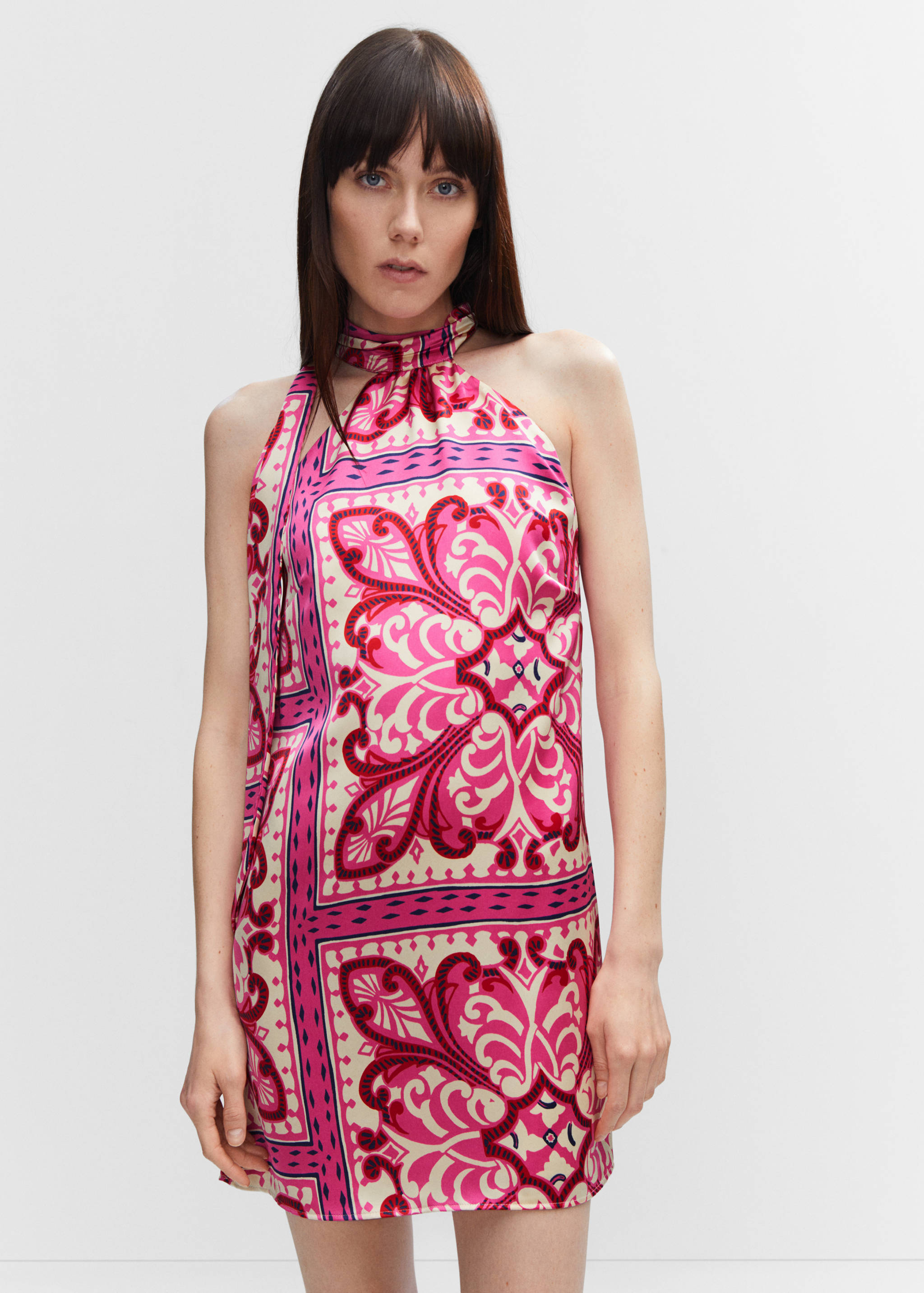 Printed halter dress - Medium plane