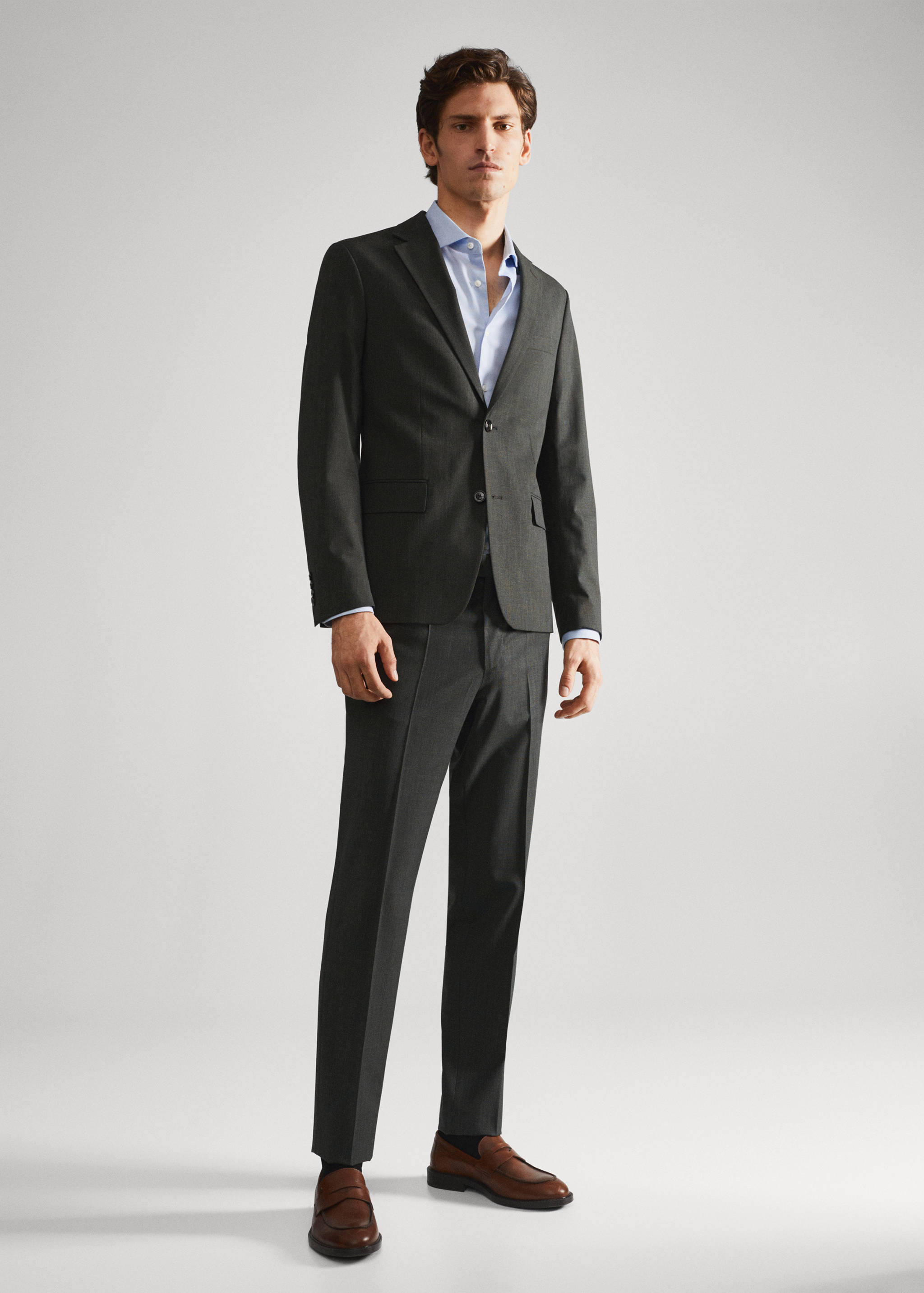 Strukturiertes Slim Fit-Anzugshemd - Allgemeine Ansicht