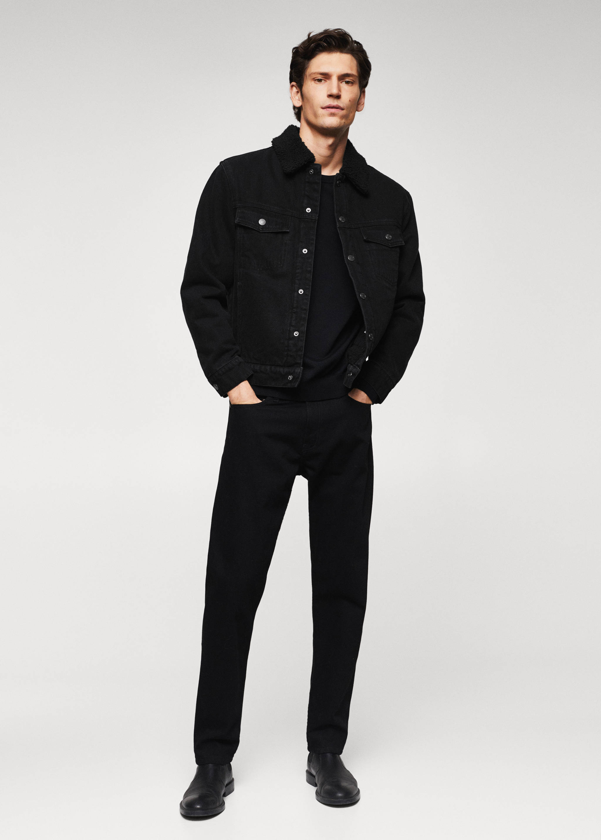 Jeansjacke mit Kunstshearling - Allgemeine Ansicht