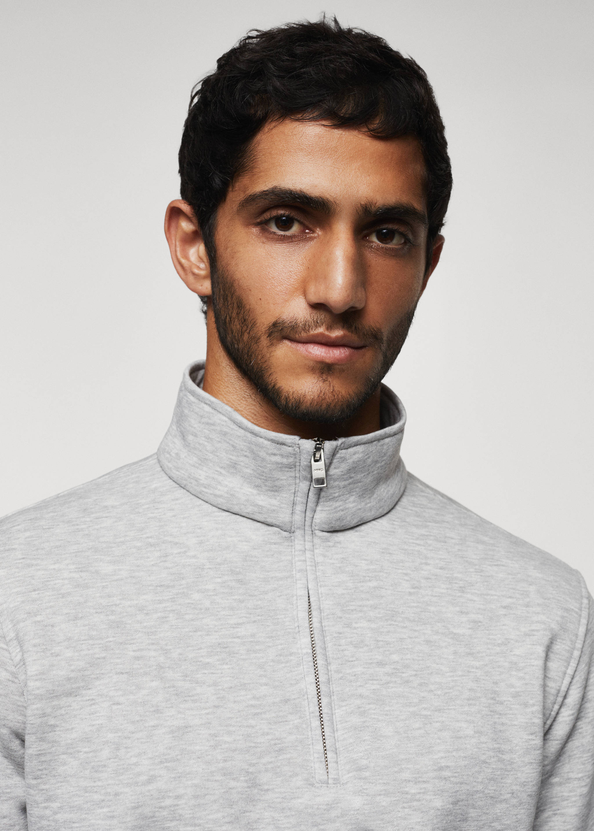 Cotton sweatshirt with zip neck - Details of the article 1