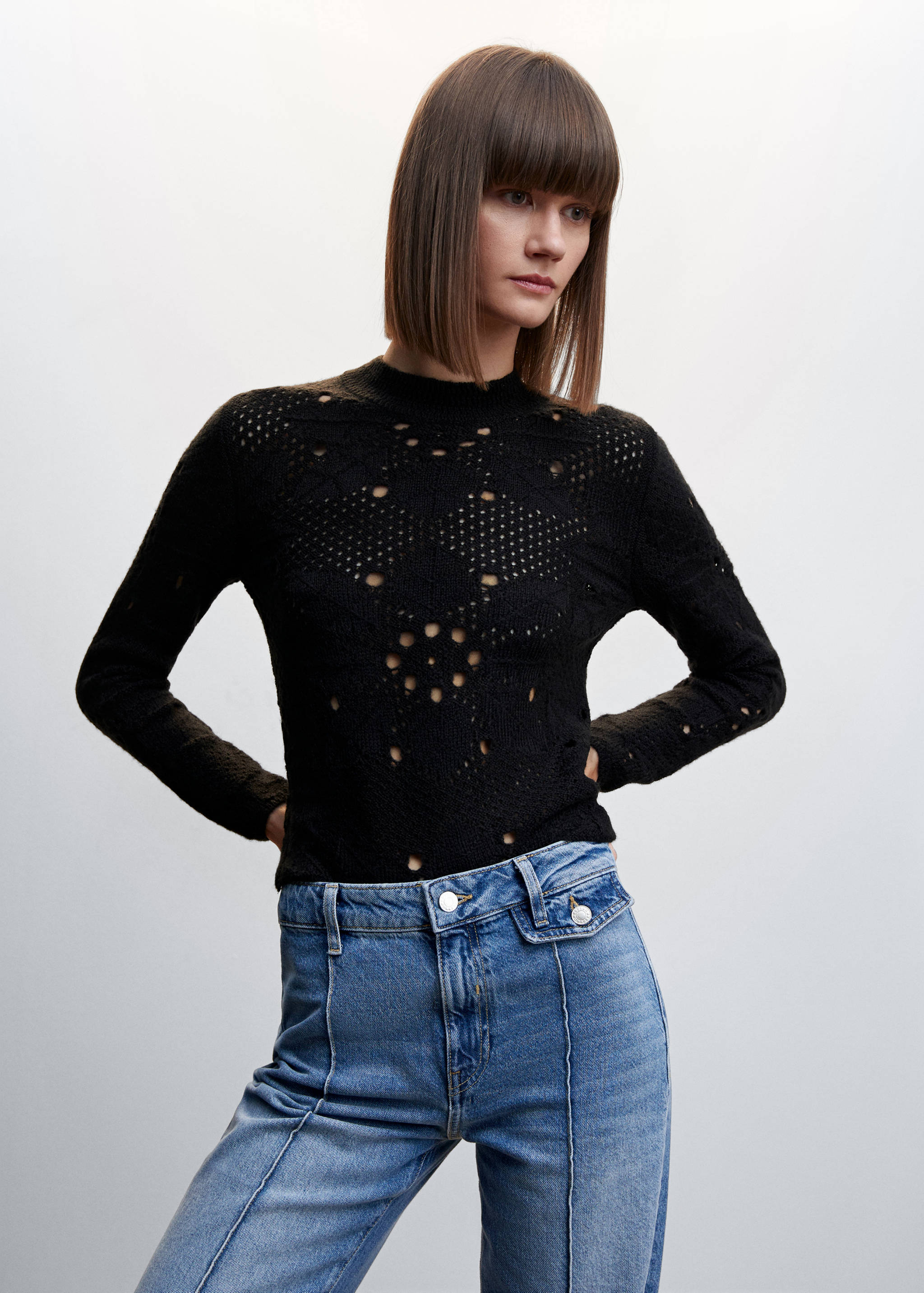 Jeans flare tiro alto costuras - Detalle del artículo 1