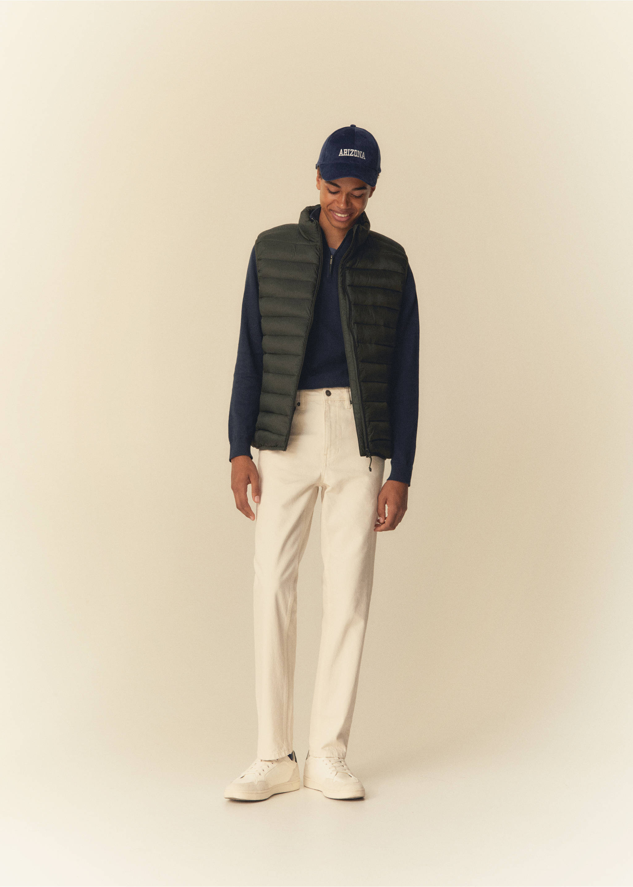 Regular-fit cotton trousers - Details of the article 5, Off White. Ref: 47034004-00.