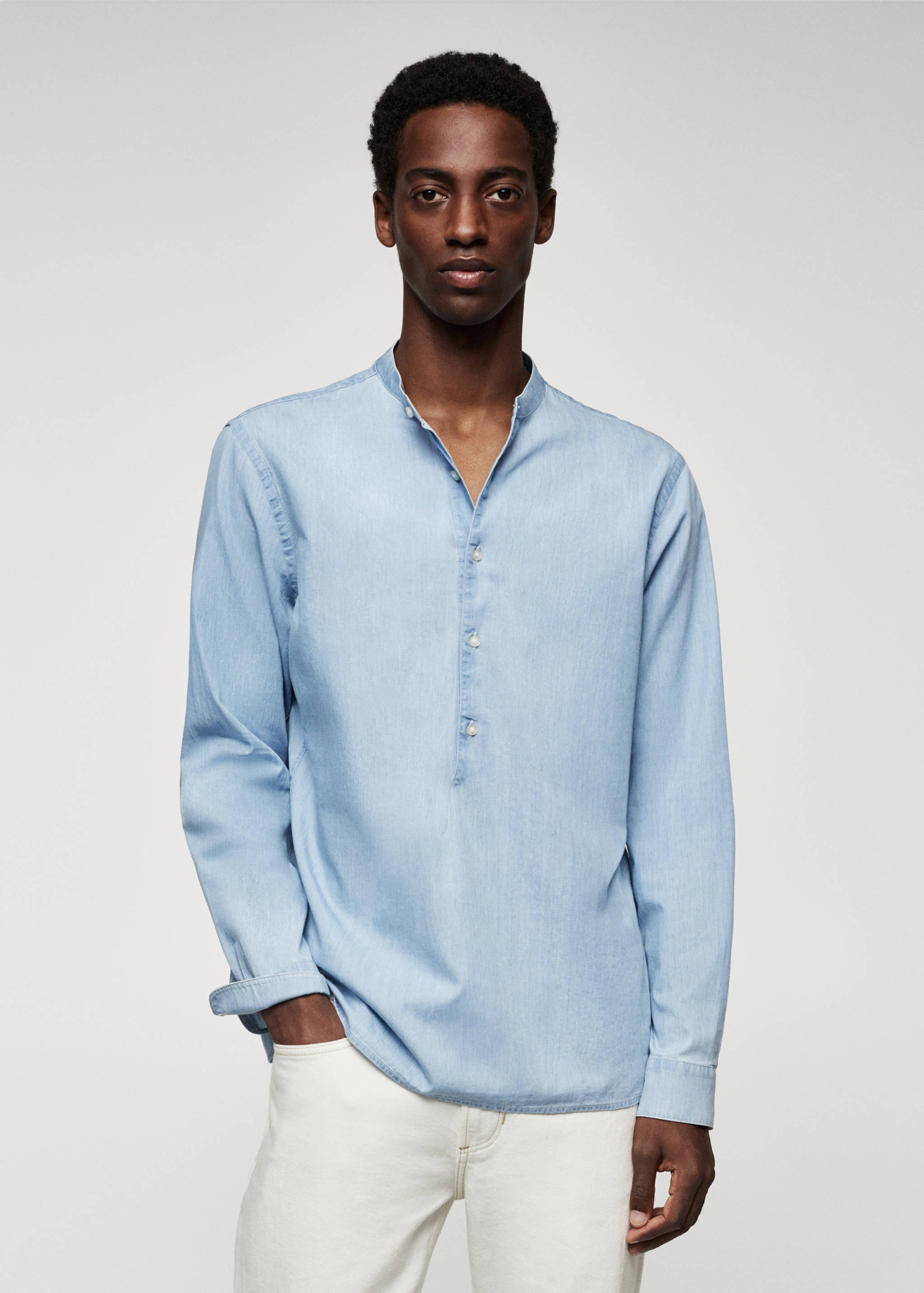 100% cotton mandarin collar shirt - Medium plane