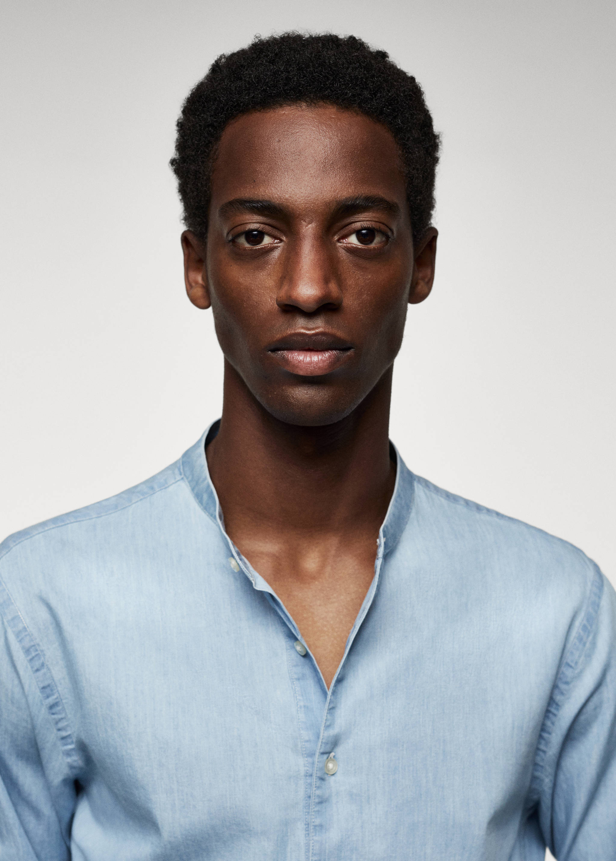 100% cotton mandarin collar shirt - Details of the article 1