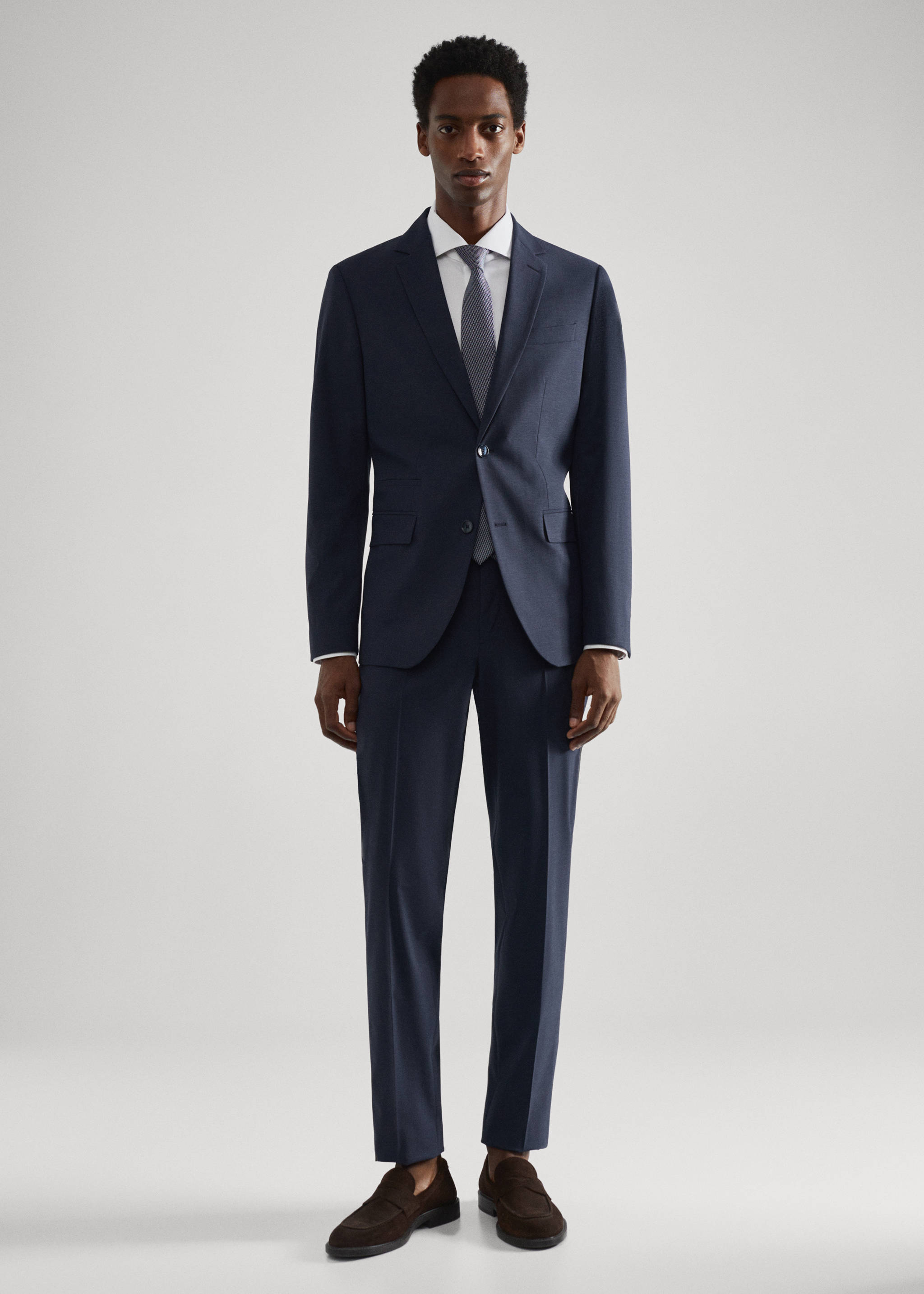 Slim-fit wool suit blazer - General plane