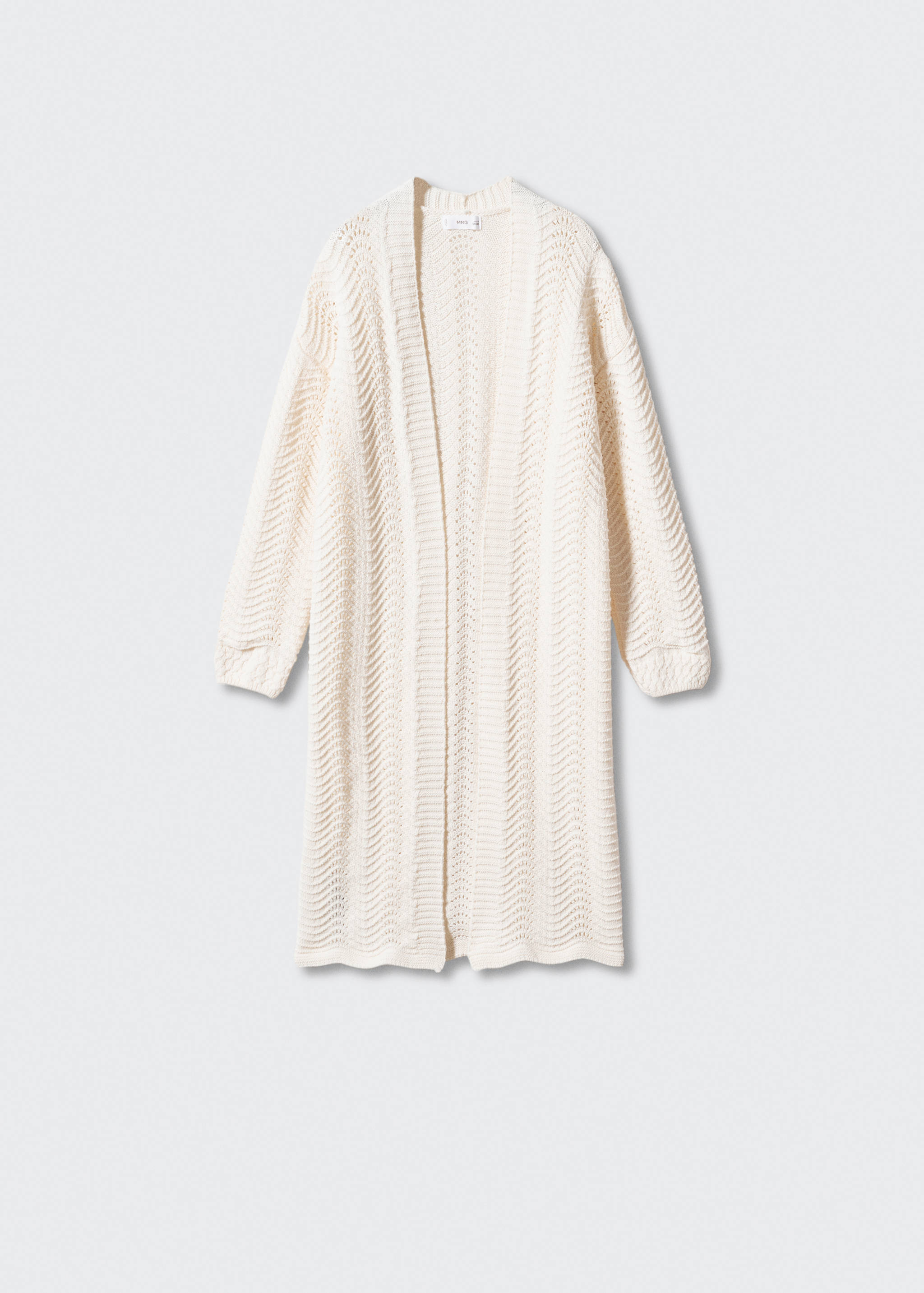 Long openwork knitted cardigan - Article without model