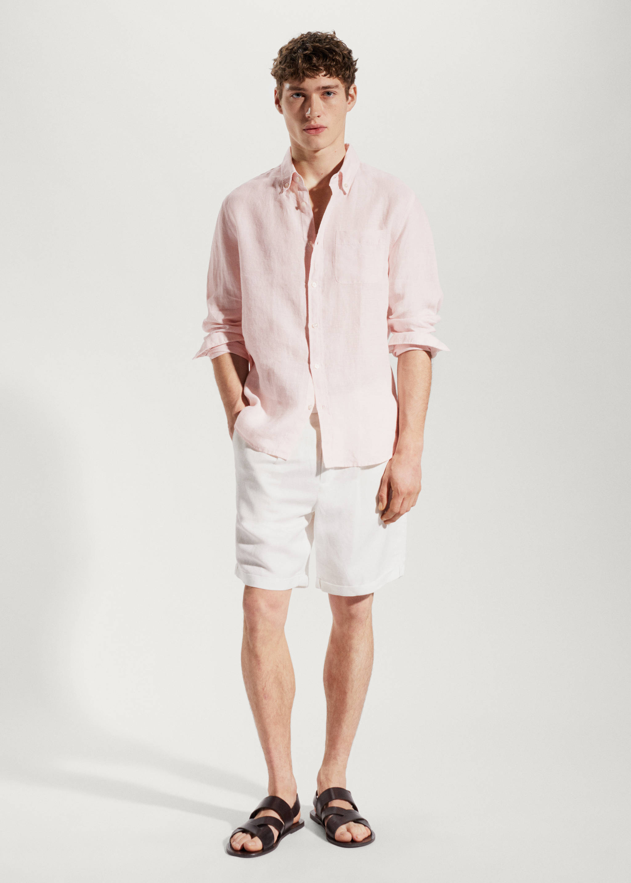 100% linen slim-fit shirt - General plane