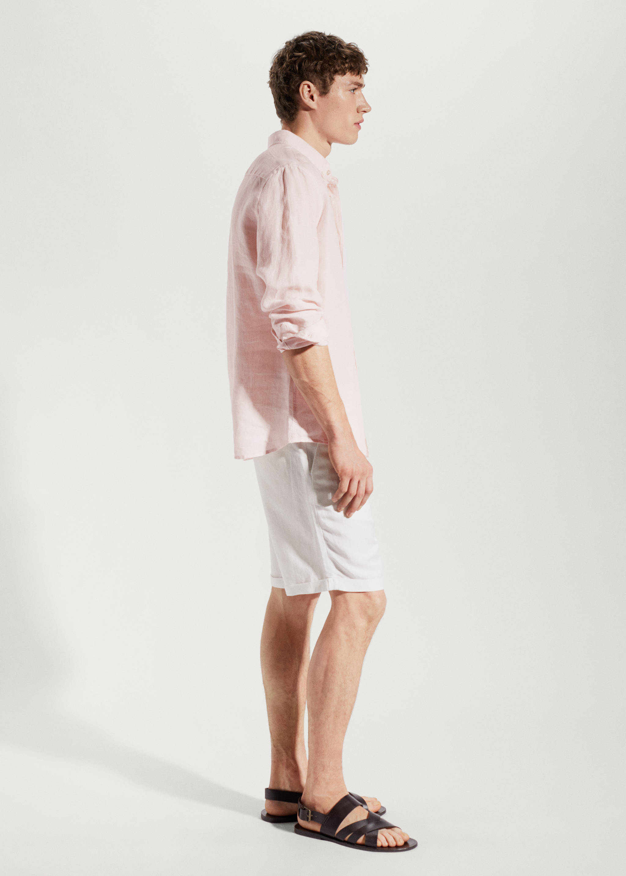 100% linen slim-fit shirt - Details of the article 4