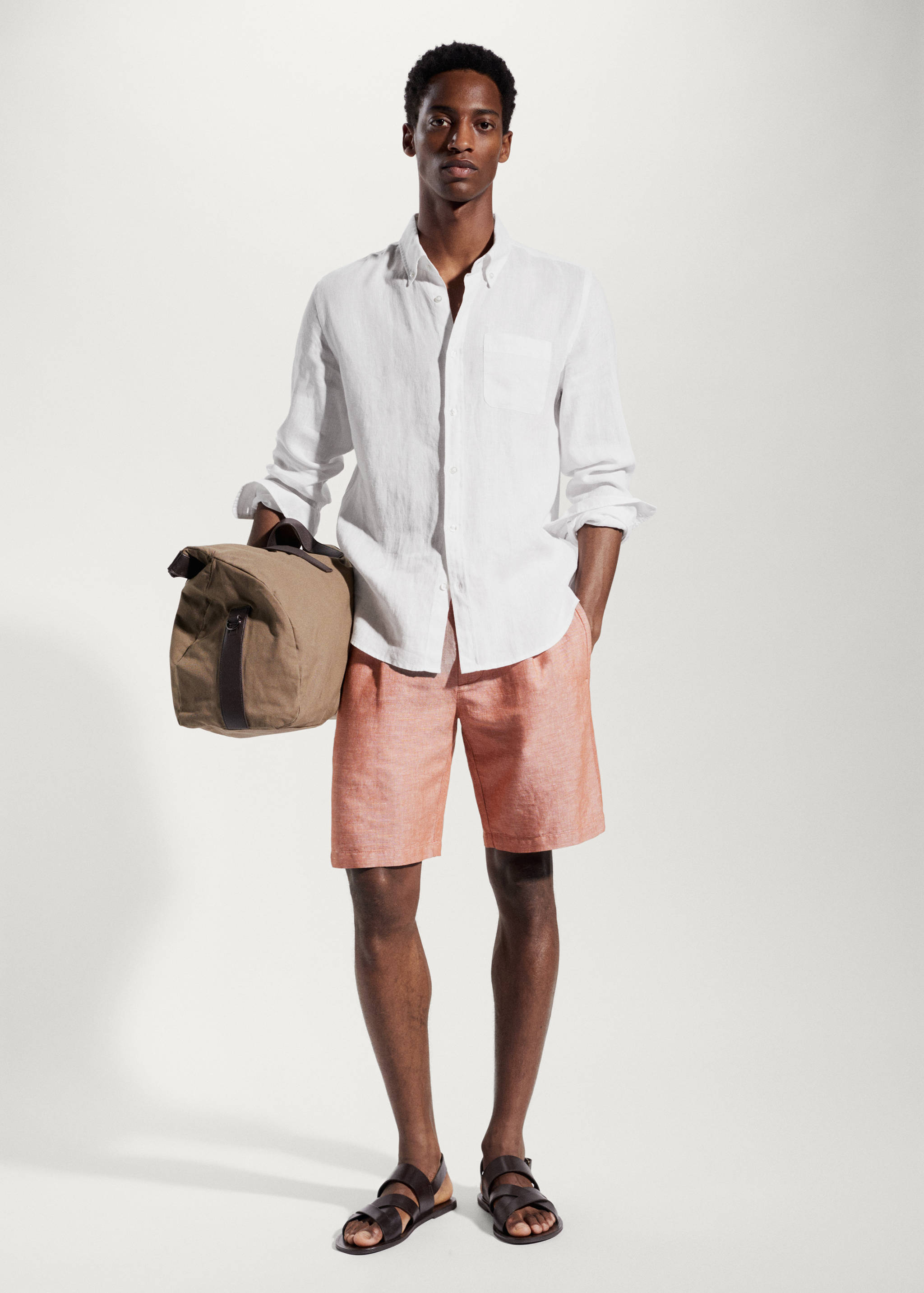 100% linen slim-fit shirt - General plane