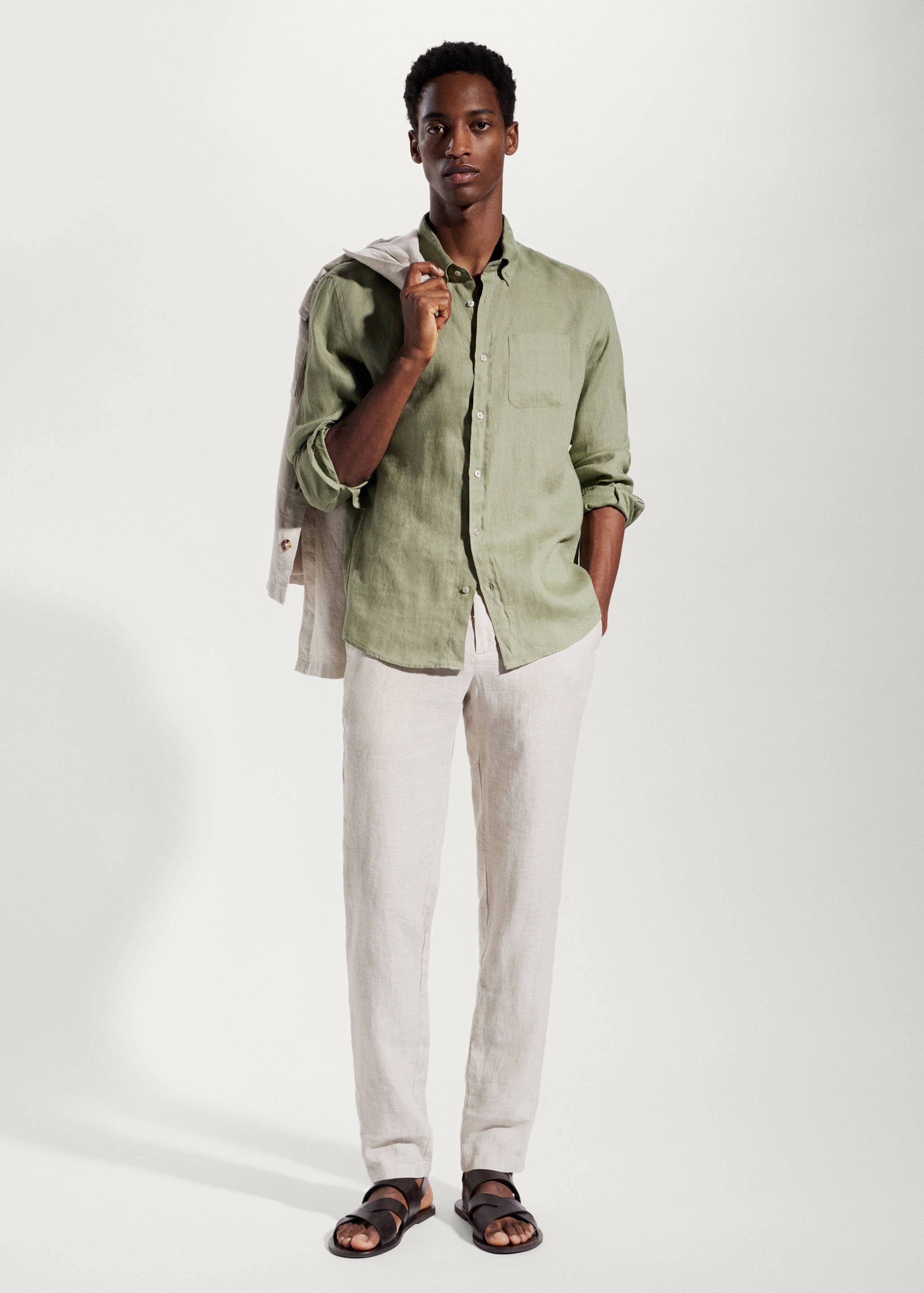 100% linen slim-fit shirt - General plane