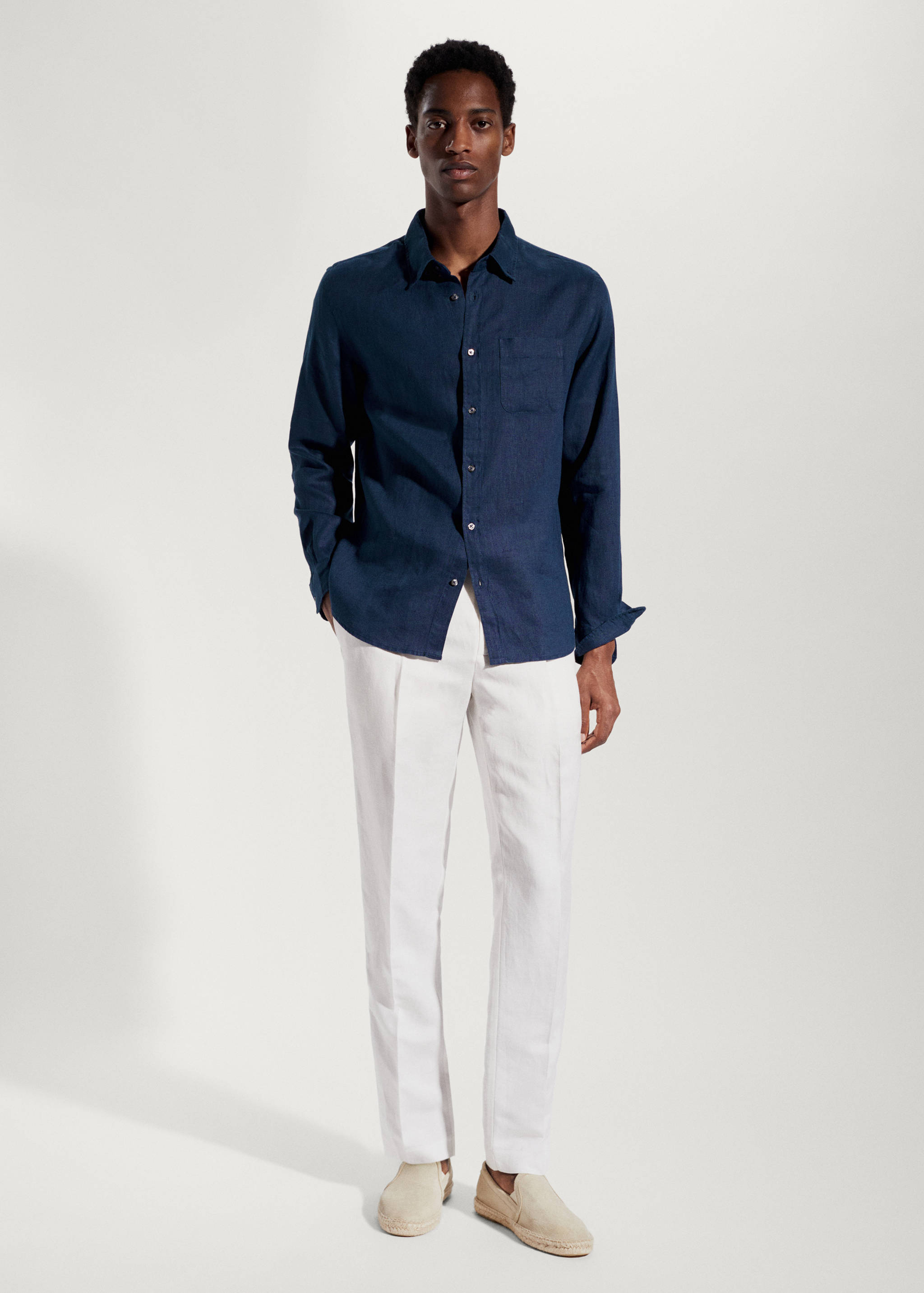 100% linen slim-fit shirt - General plane