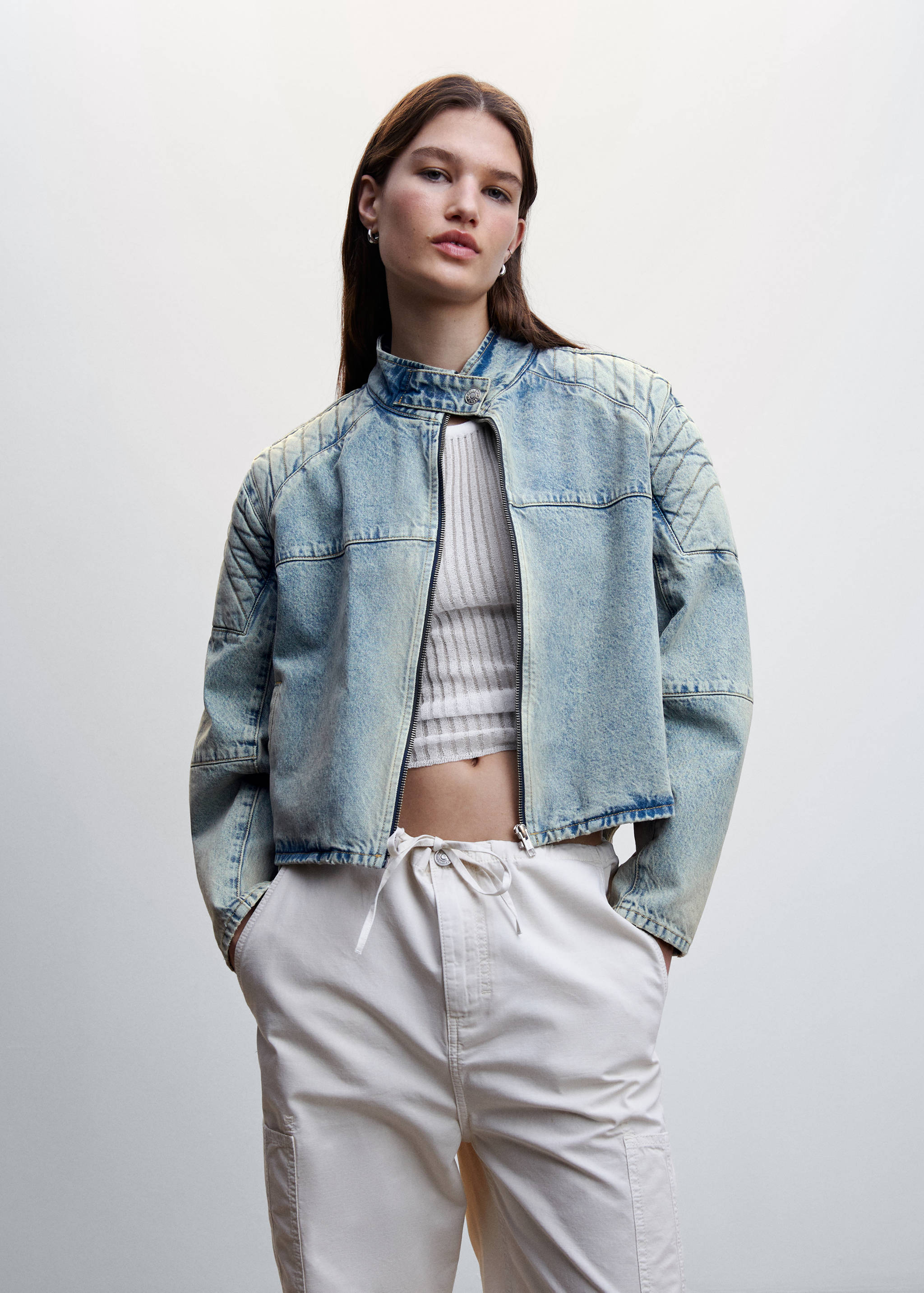 Denim biker-style jacket - Medium plane
