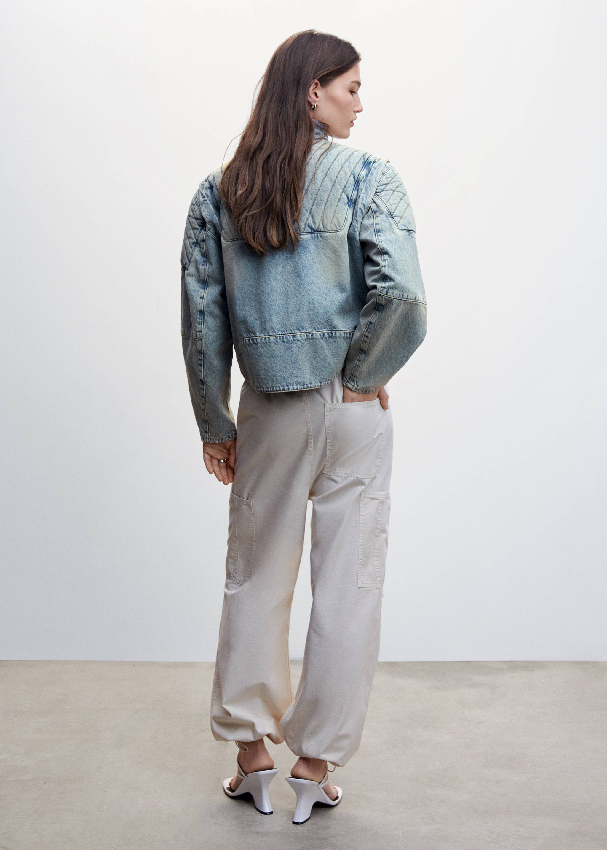 Denim biker-style jacket - Reverse of the article