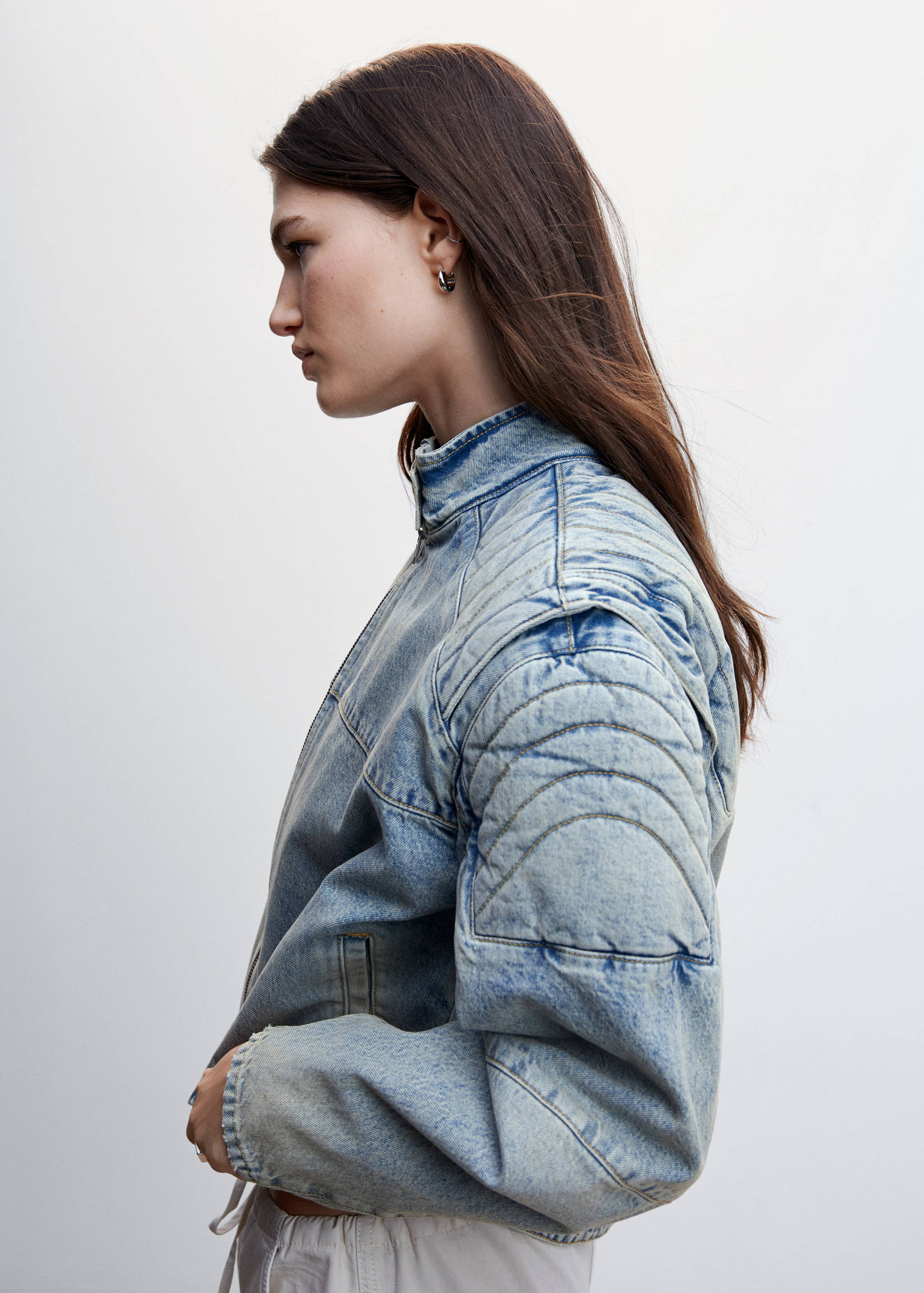 Denim biker-style jacket - Details of the article 1