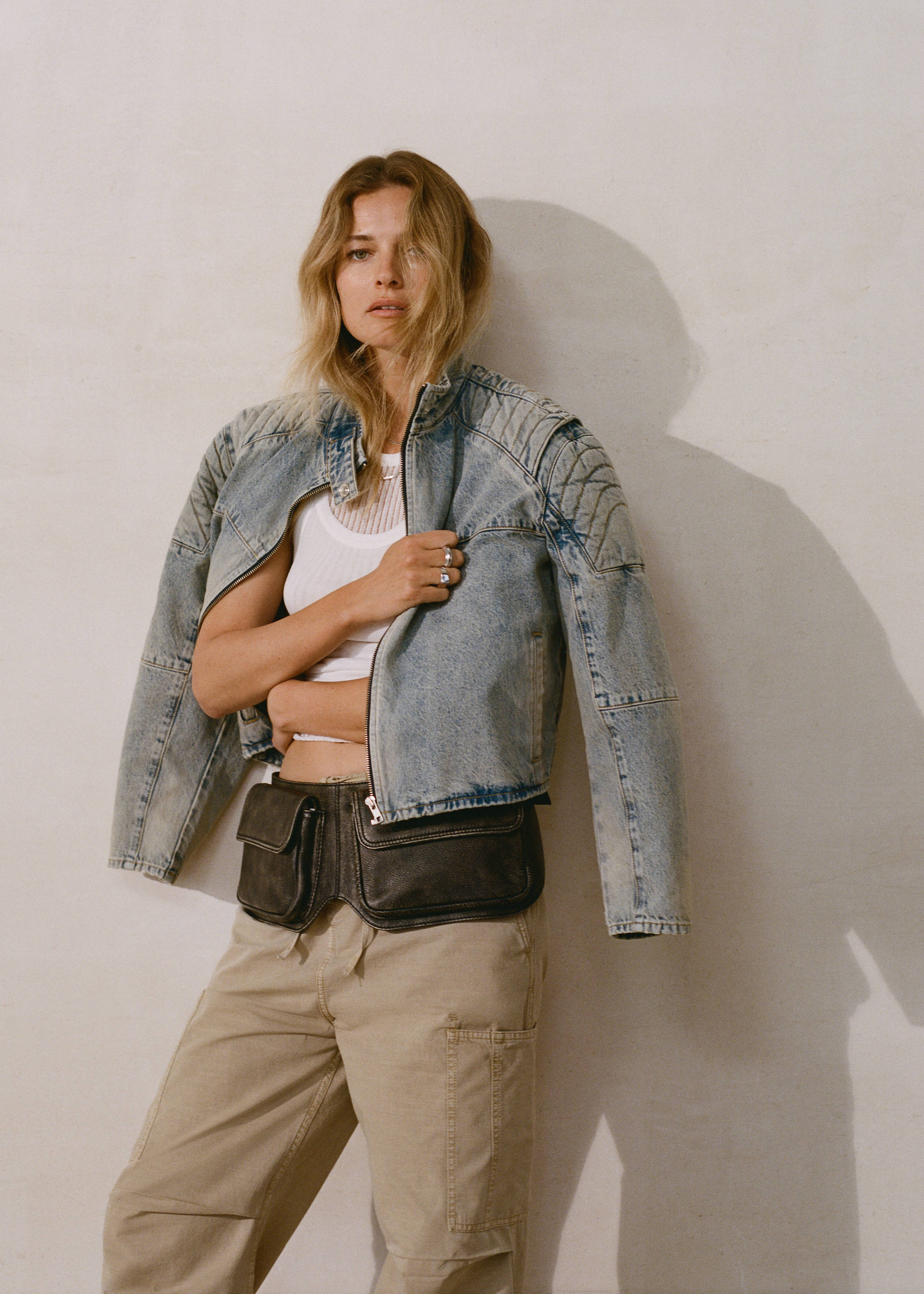 Denim biker-style jacket - Details of the article 6