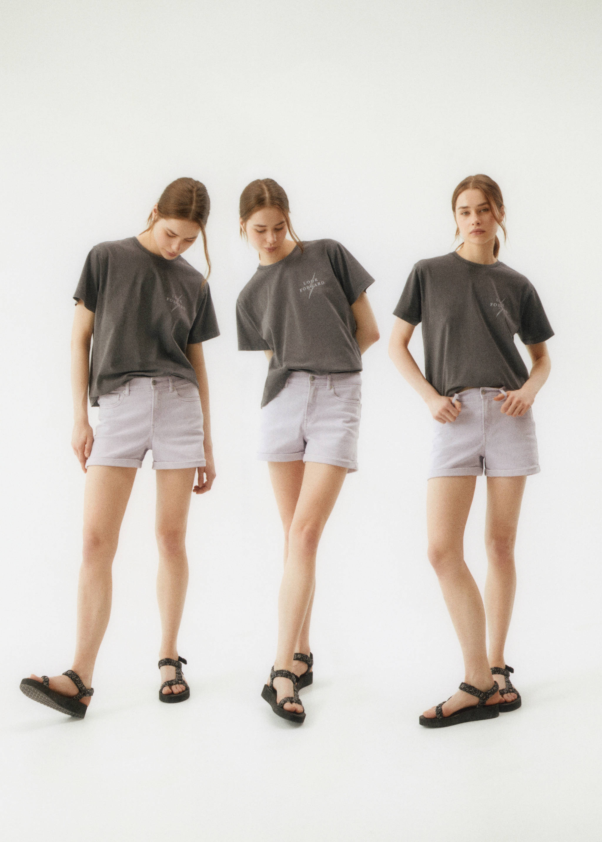Medium-waist denim shorts - Details of the article 5