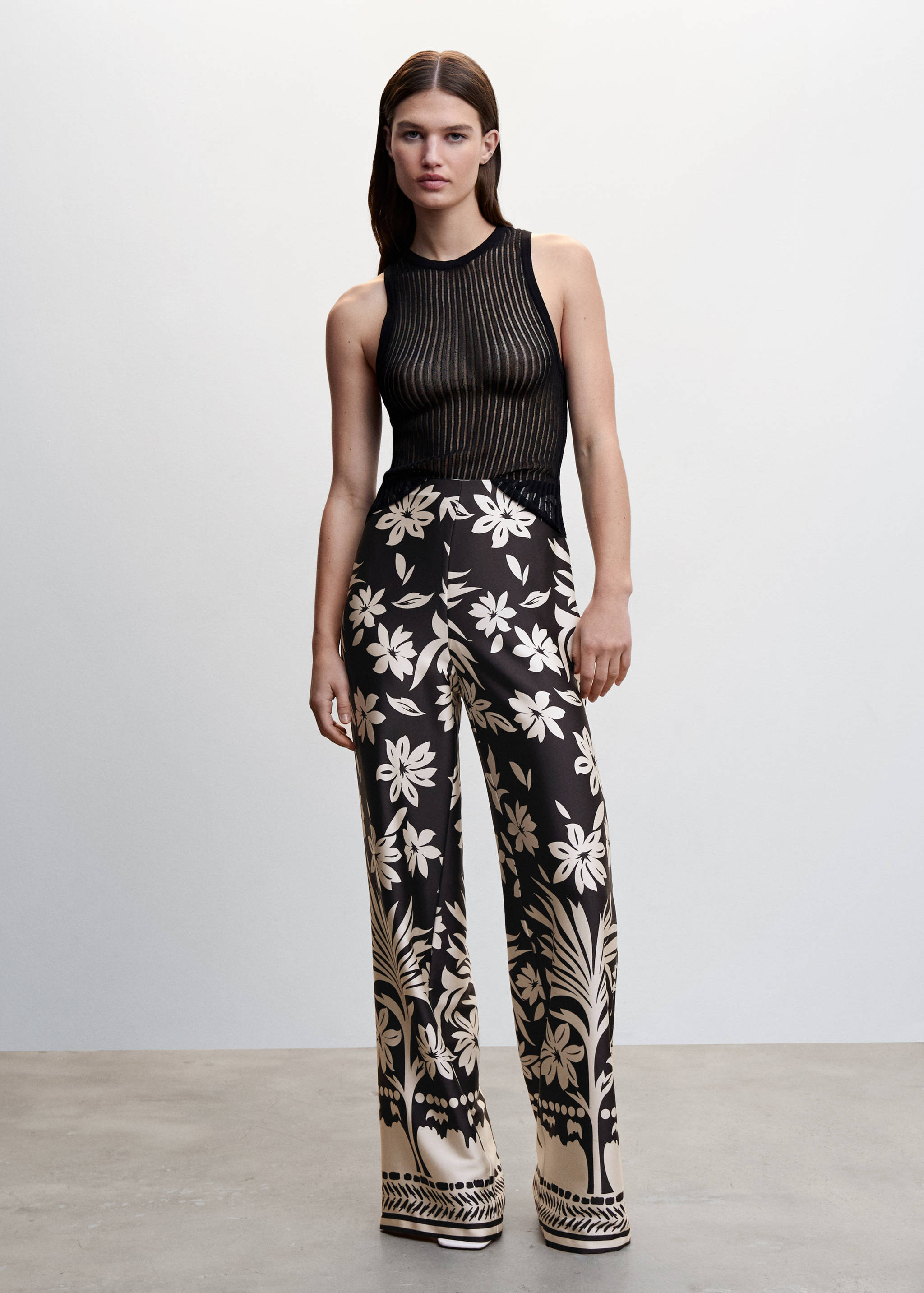 Floral palazzo trousers - General plane