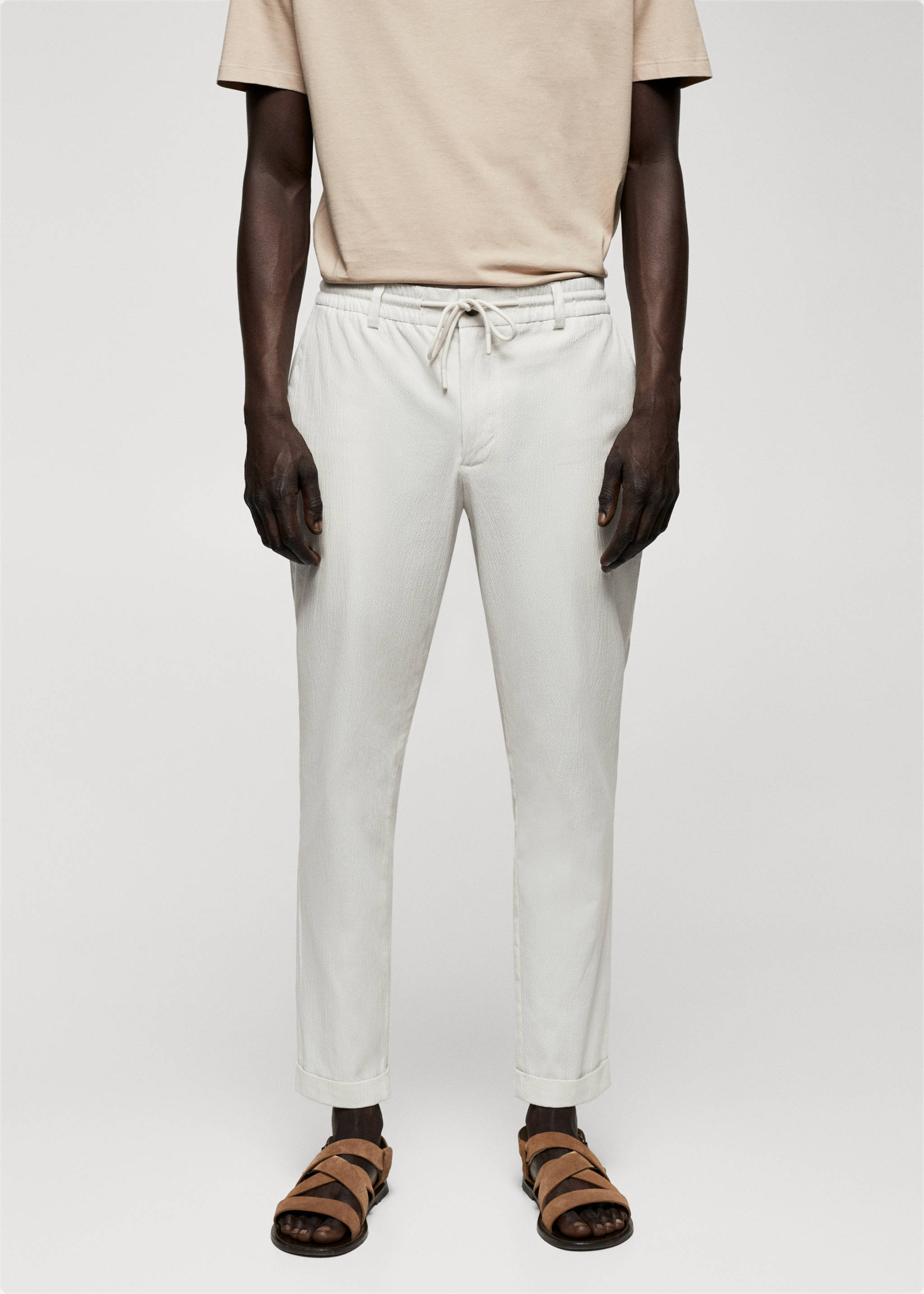 Kordelzughose aus Baumwolle mit Seersucker - Mittlere Ansicht