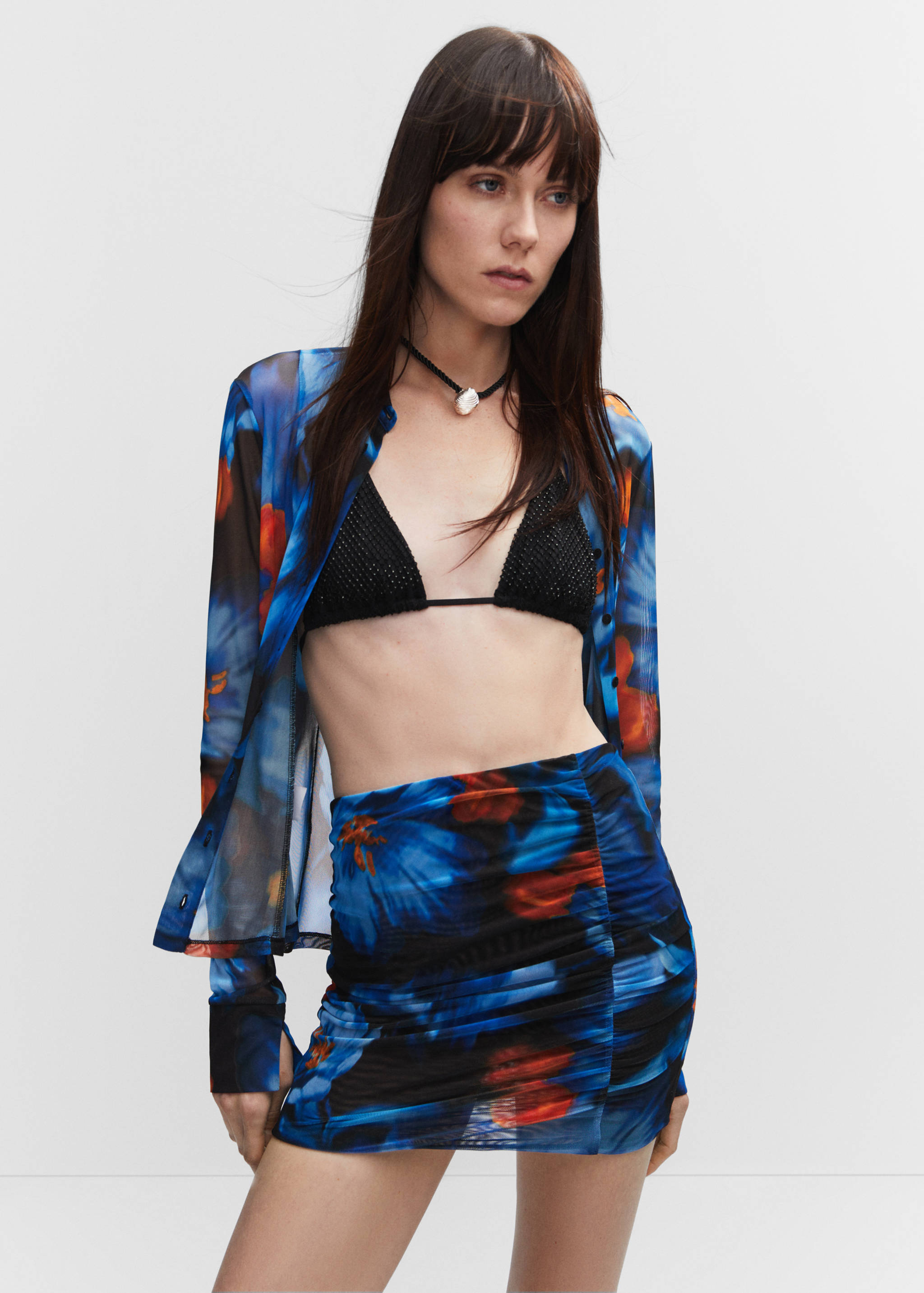 Pleated chiffon mini-skirt - Medium plane