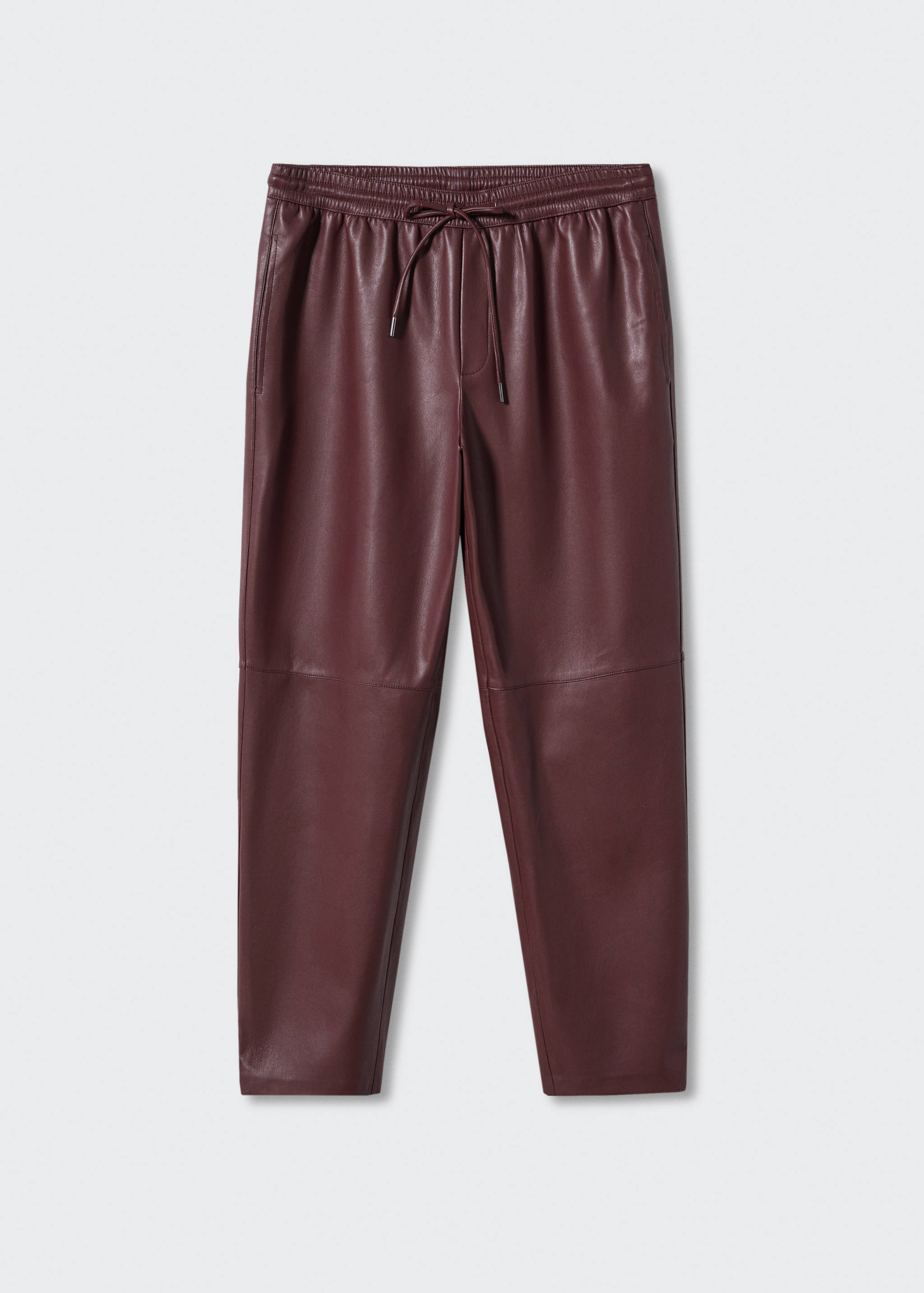 Faux-leather trousers with elastic waist - Article without model