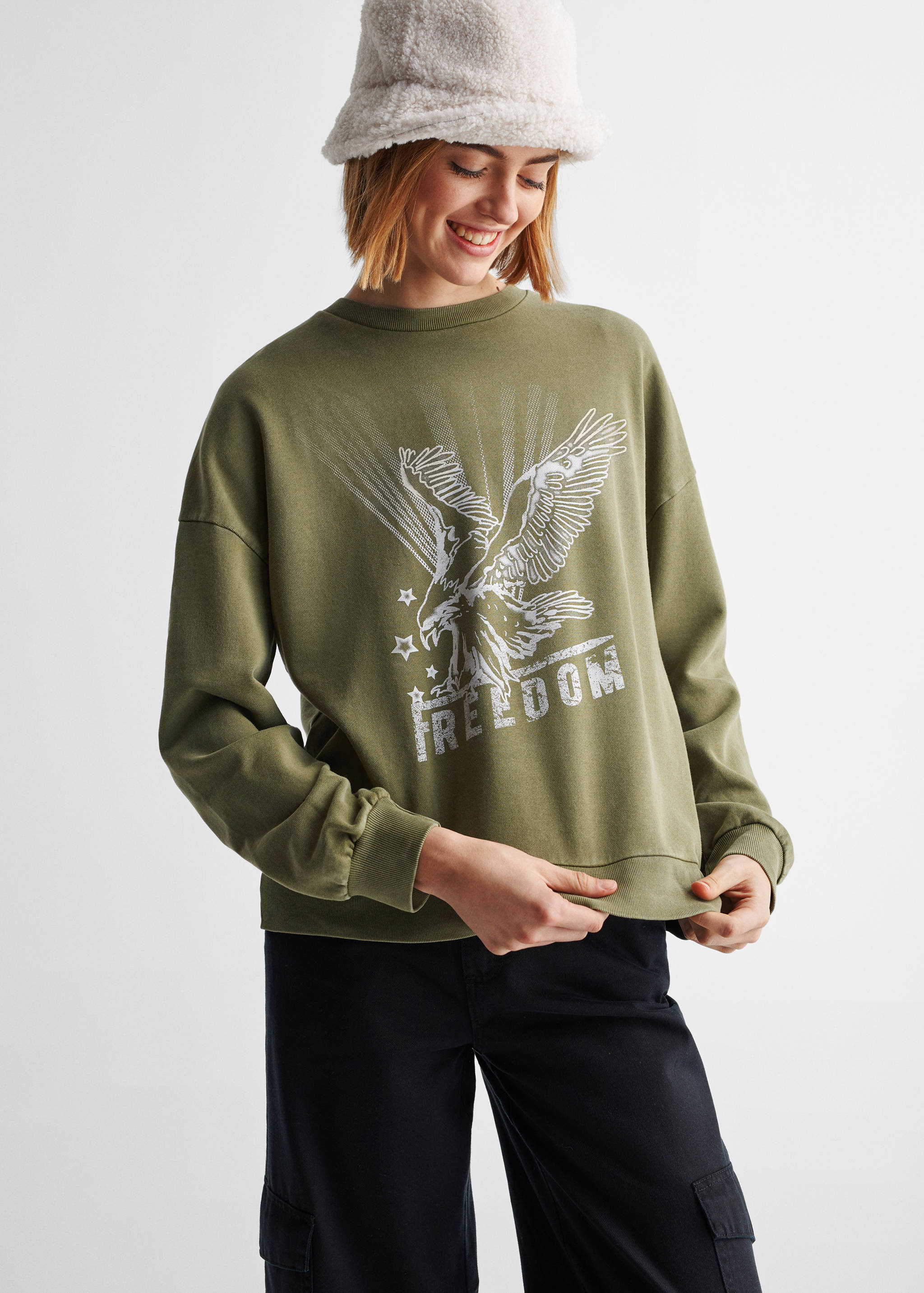 Sudadera algodón estampada - Plano medio