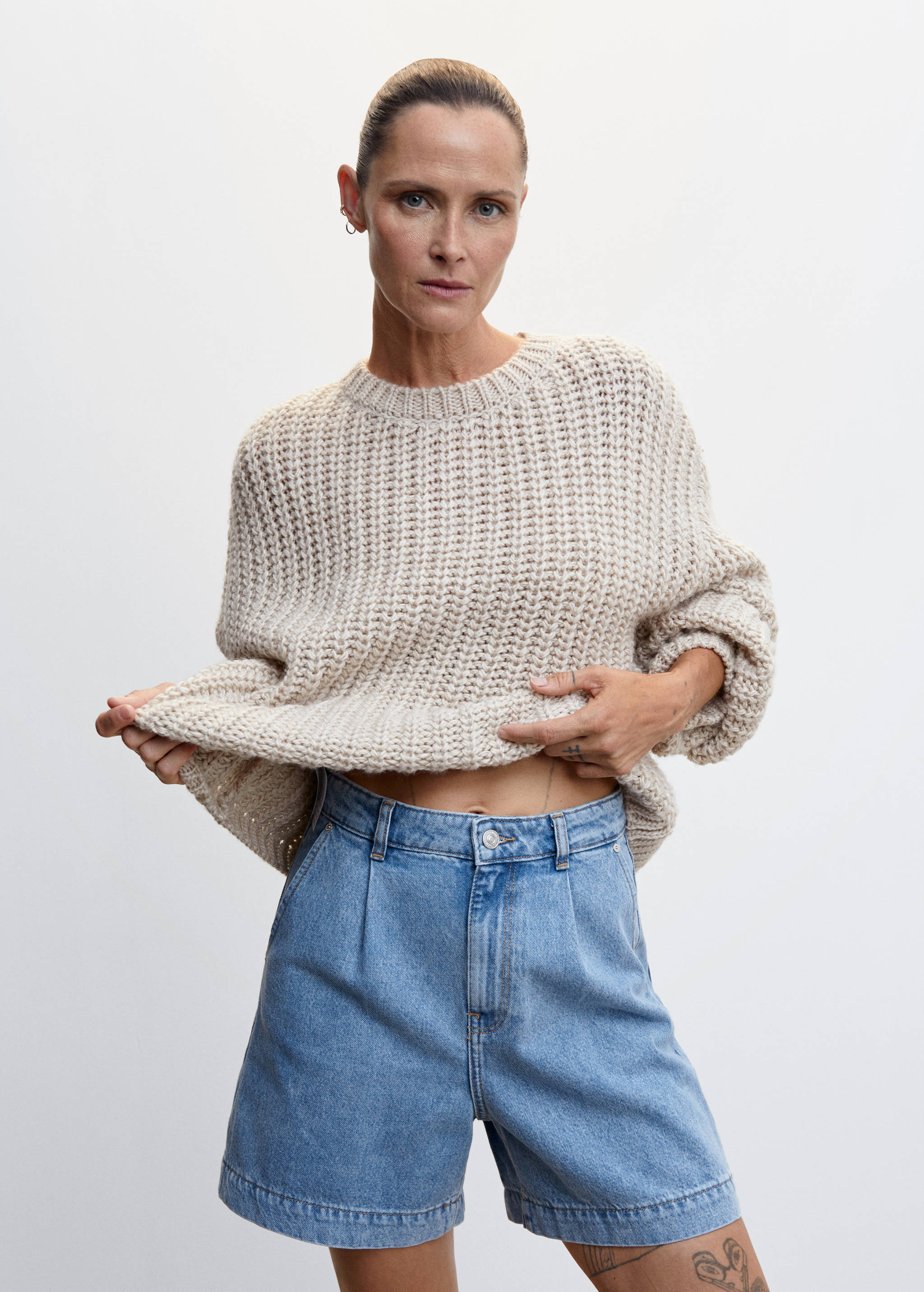 Slouchy pleated shorts - Medium plane