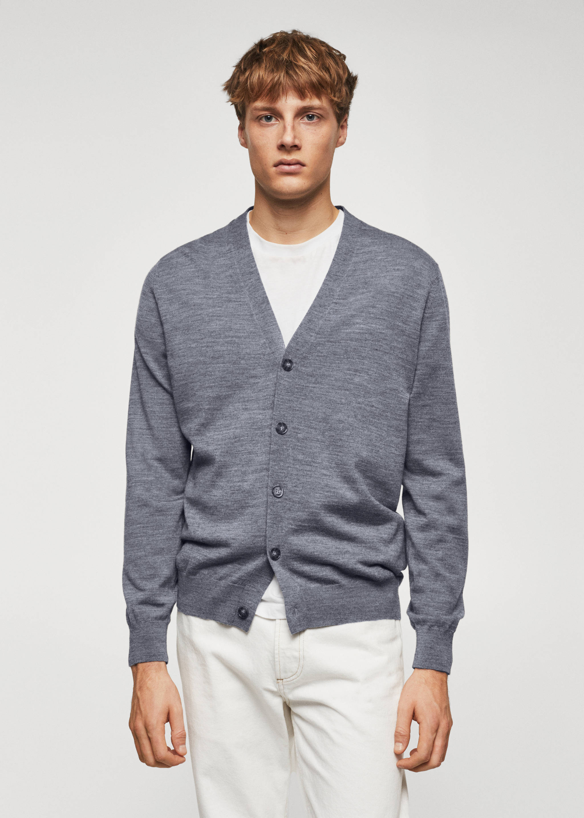 Kardigan z vlny merino - pratelný - Náhled ve středové rovině