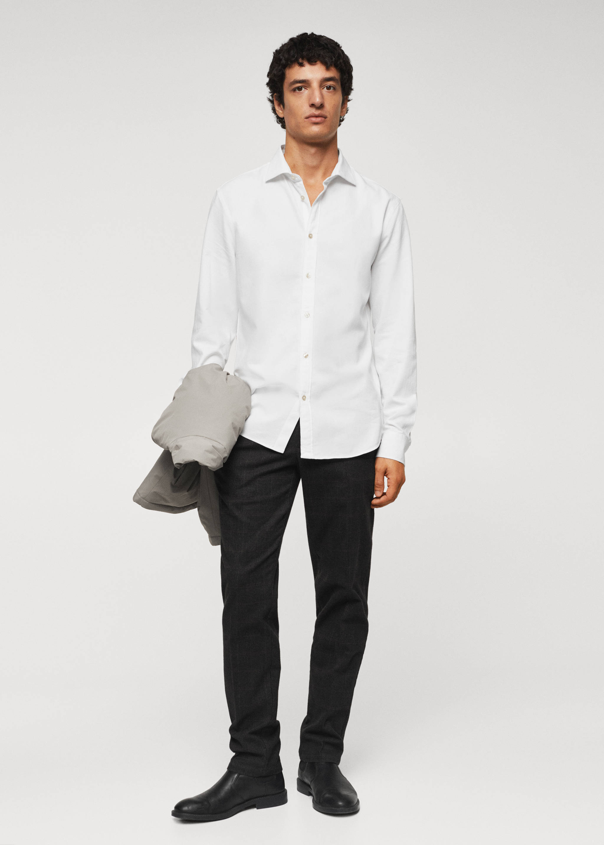 Slim-fit cotton structured shirt - General plane