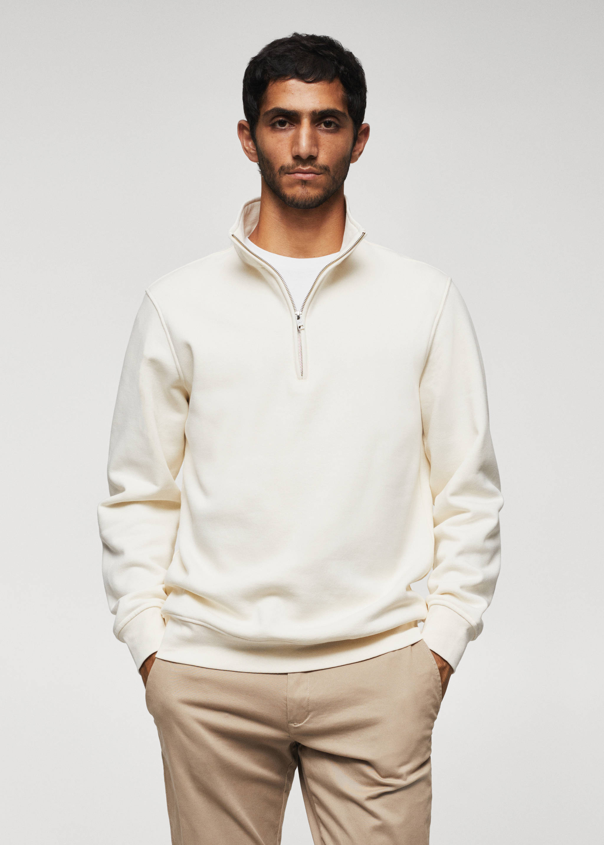 Cotton sweatshirt with zip neck - Medium plane