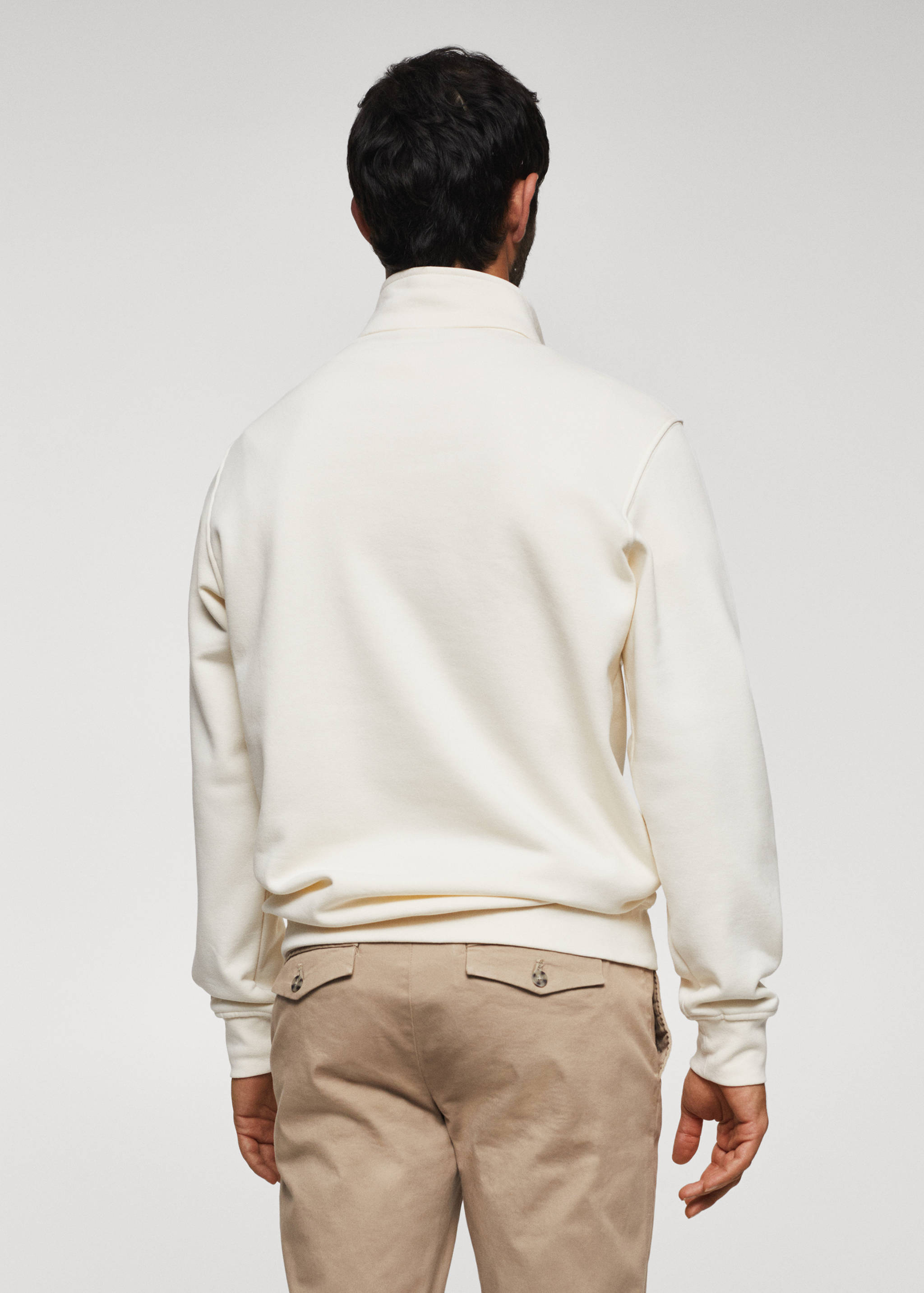 Cotton sweatshirt with zip neck - Reverse of the article