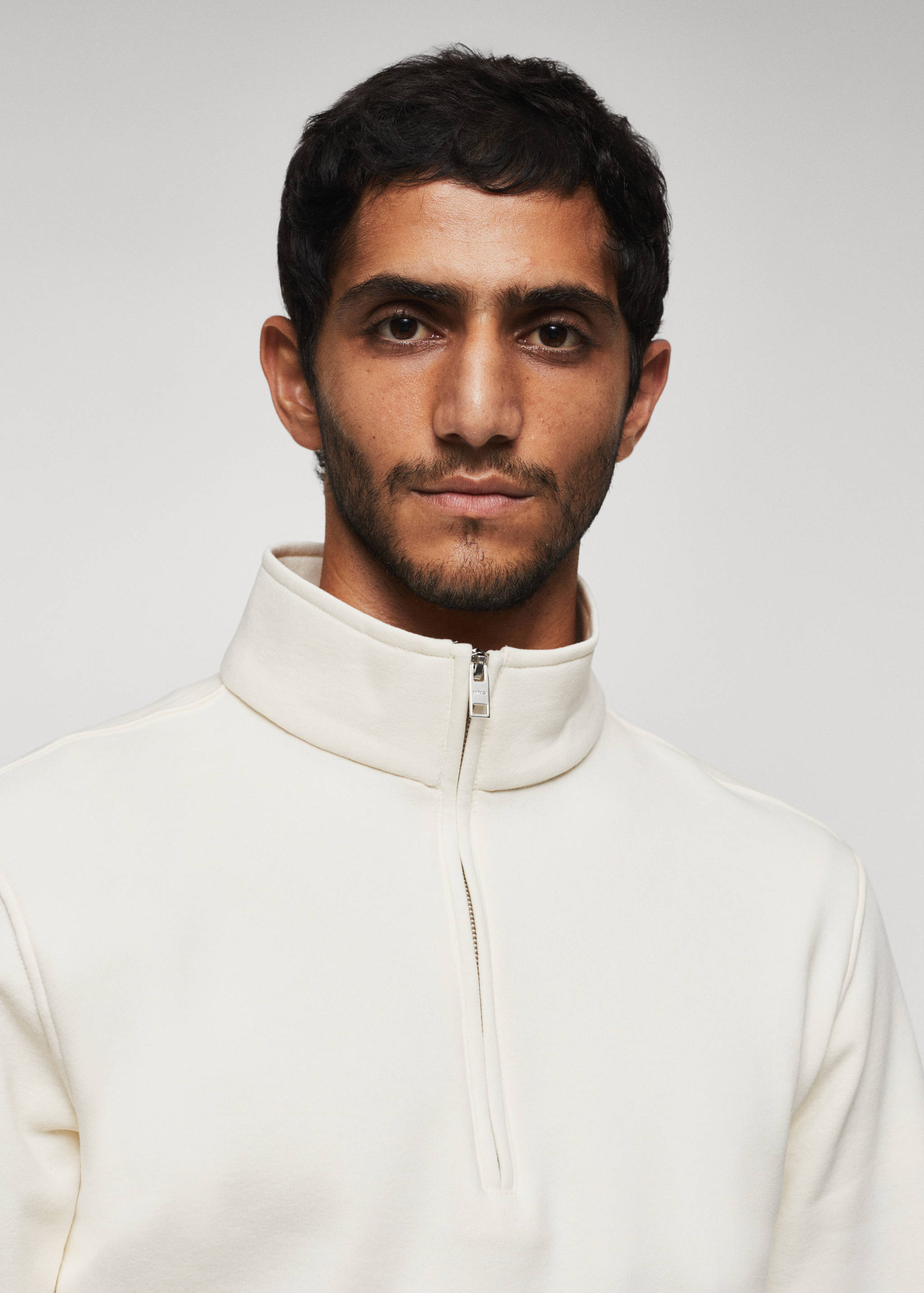 Cotton sweatshirt with zip neck - Details of the article 1