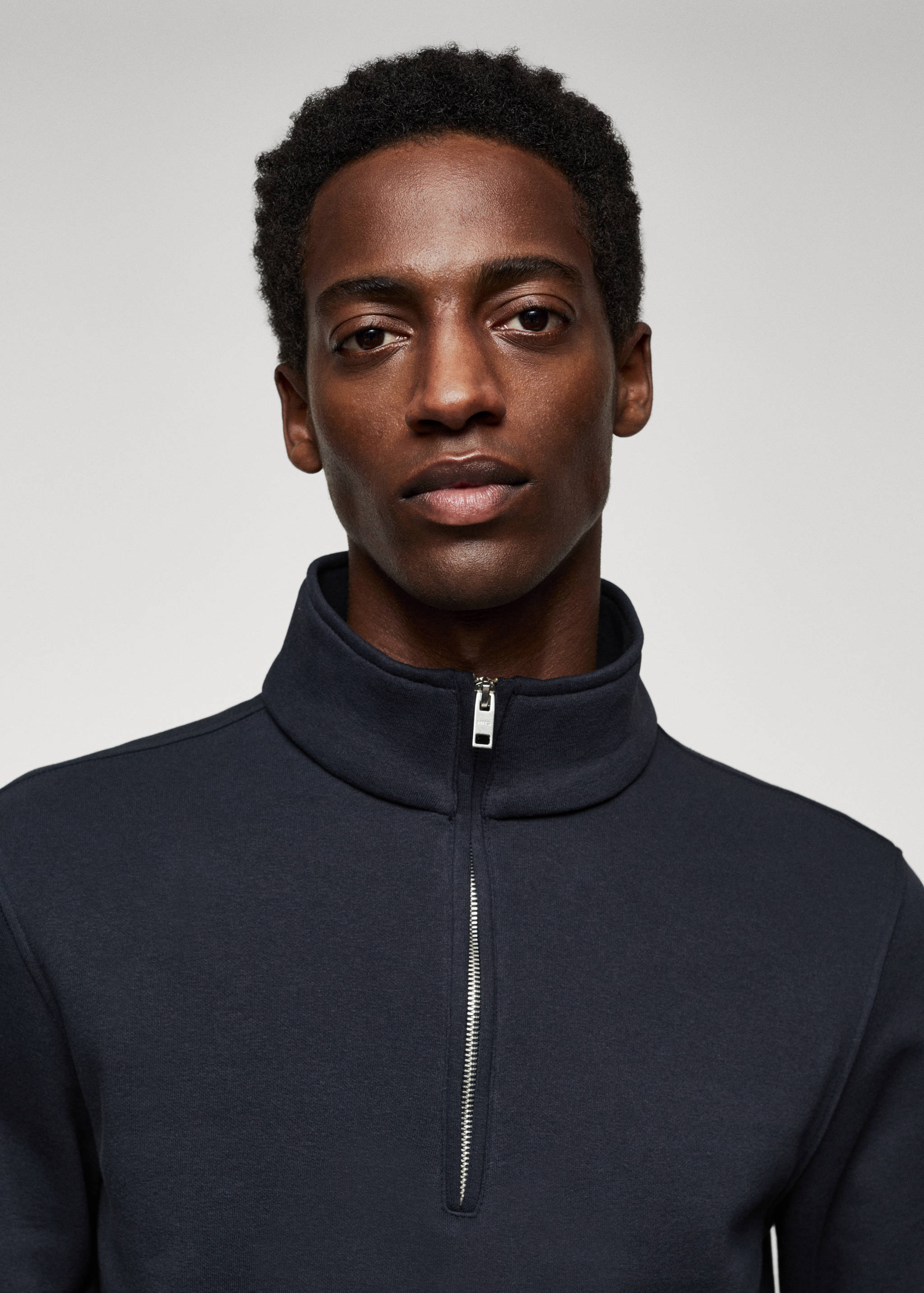 Cotton sweatshirt with zip neck - Details of the article 1
