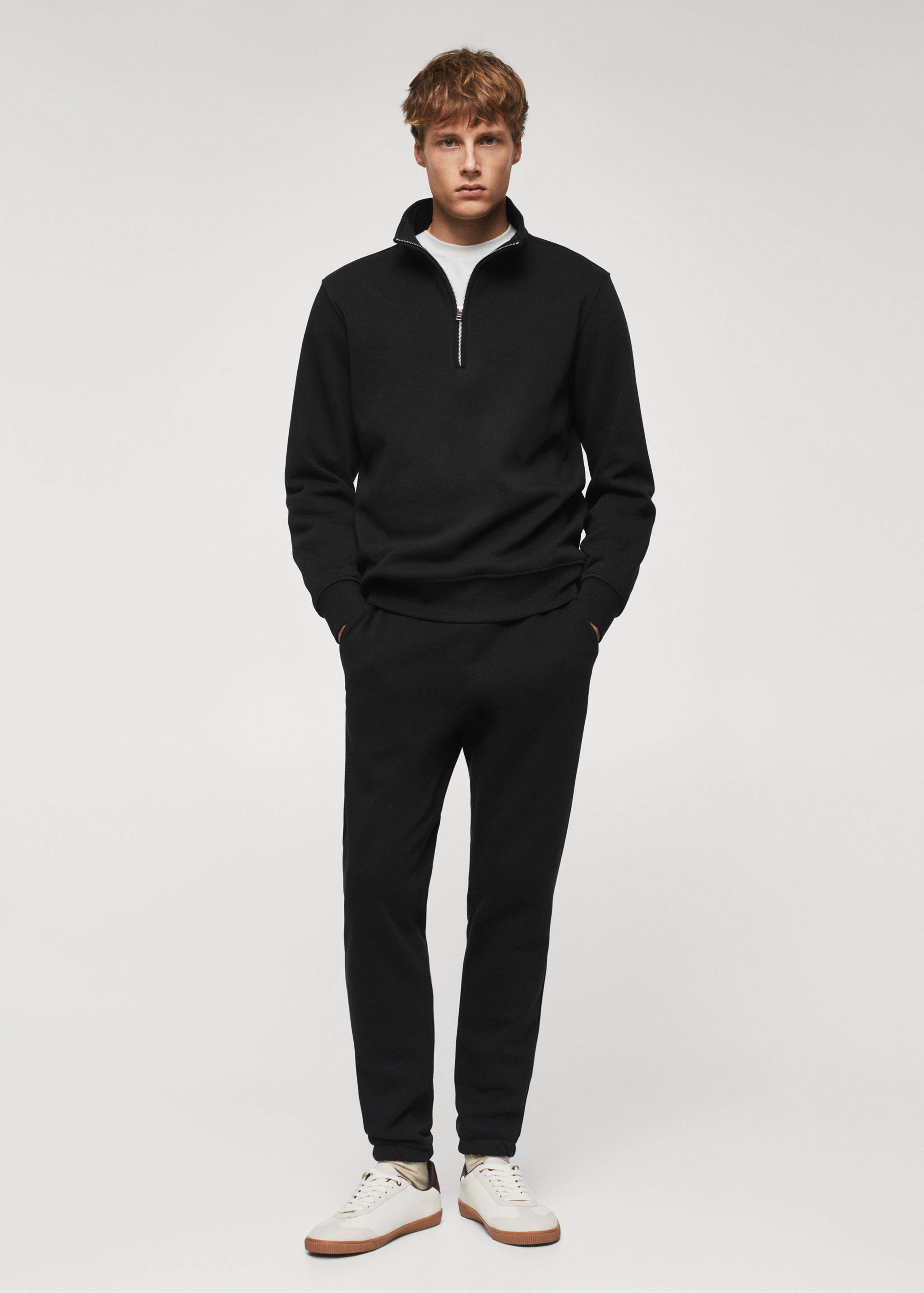 Cotton sweatshirt with zip neck - General plane