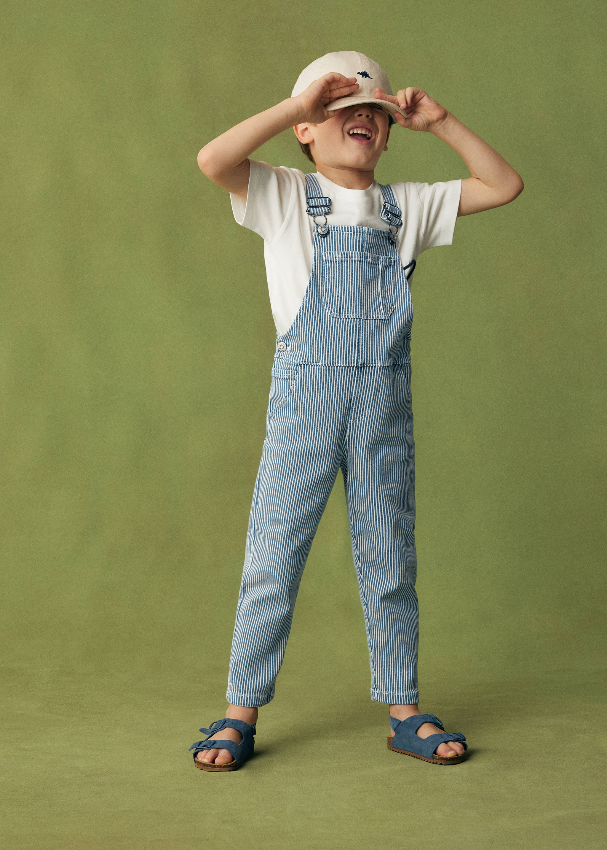 Gestreifte Jeans-Latzhose - Allgemeine Ansicht