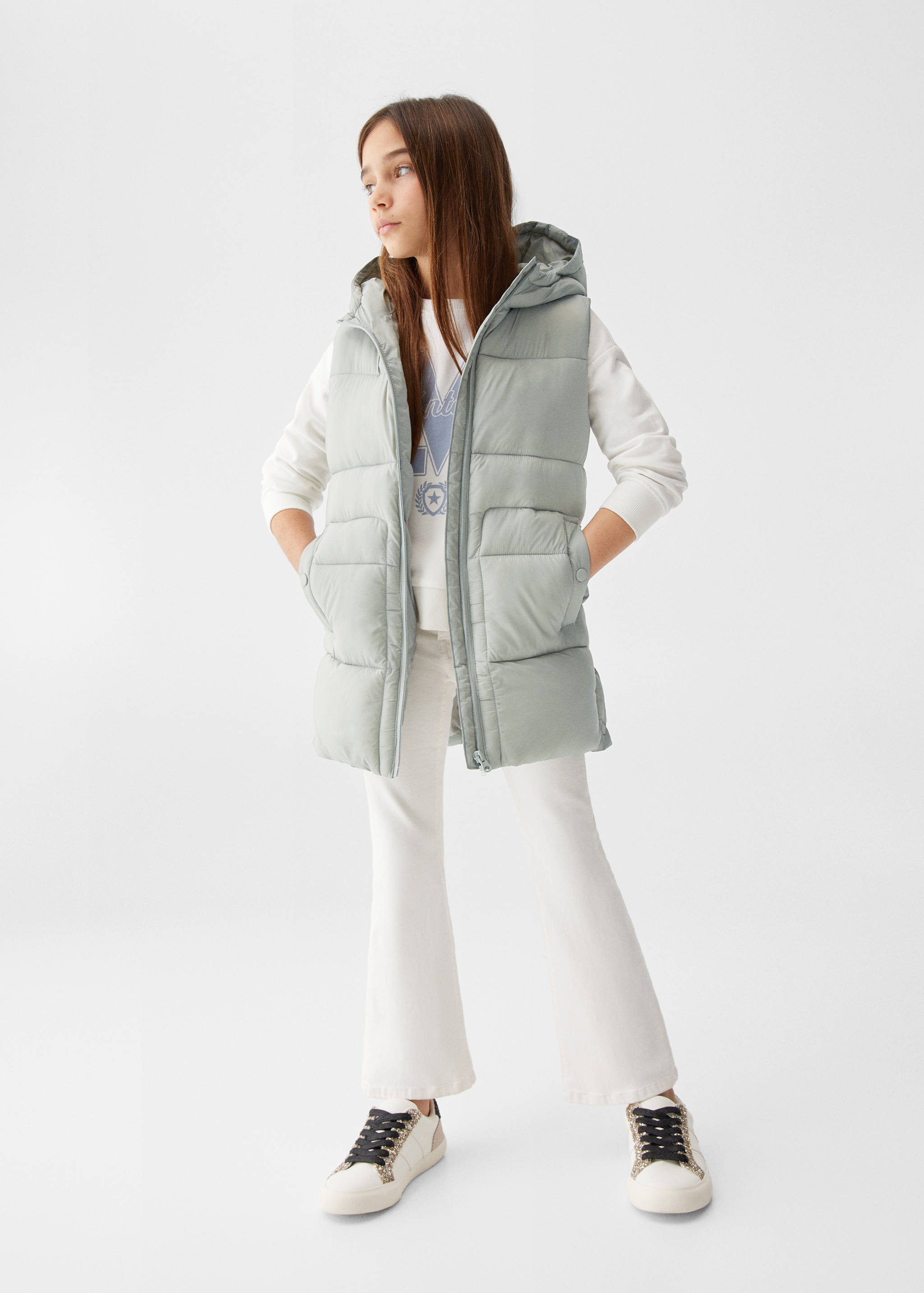 Quilted gilet with hood - General plane