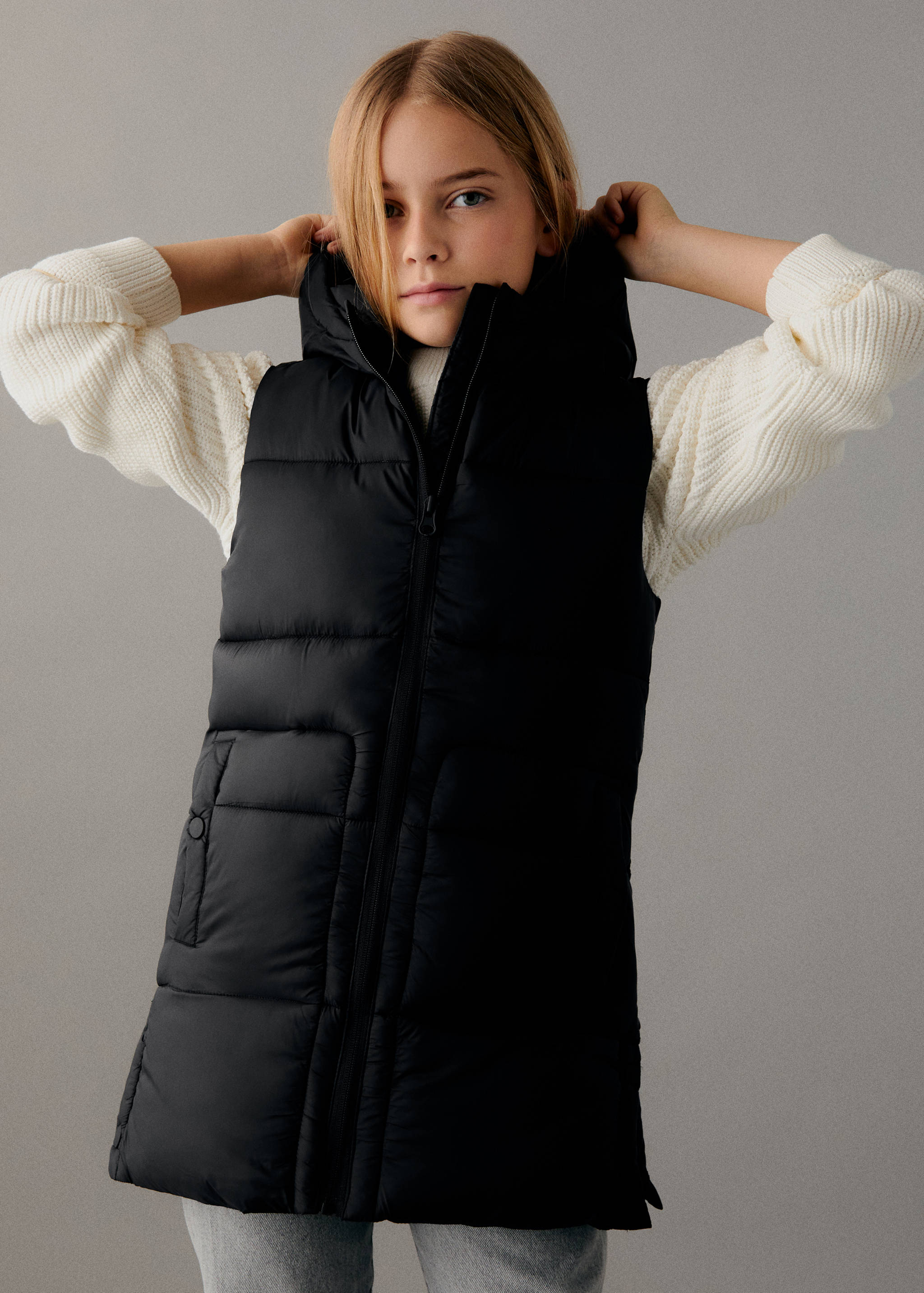 Quilted gilet with hood - Medium plane