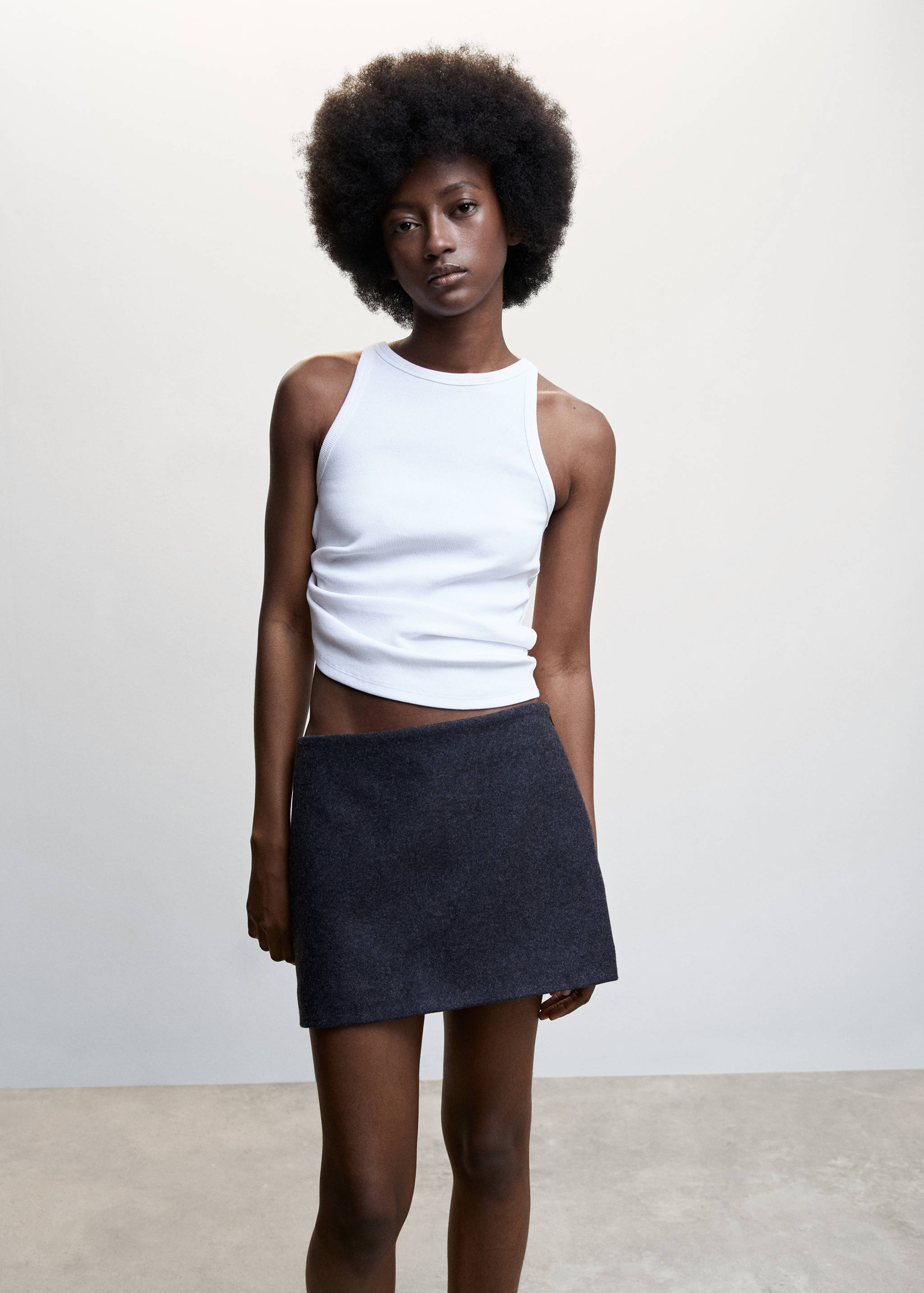 Ribbed cotton-blend top - Medium plane